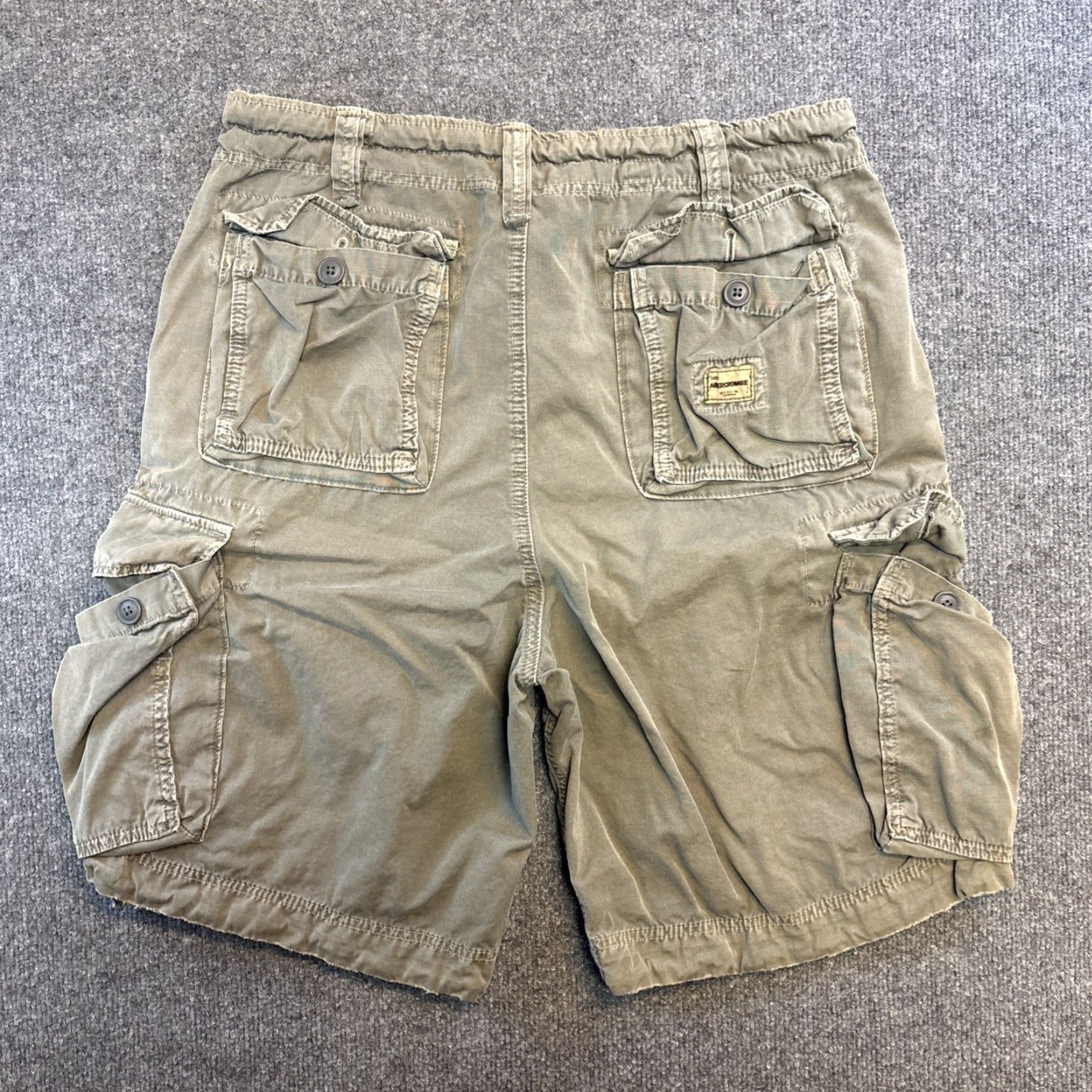 Abercrombie & Fitch Abercrombie & Fitch Men Cargo Shorts L Gray Heavyweight Distressed Pockets Adjustable Waist Y2K Size US 33 - 5 Thumbnail