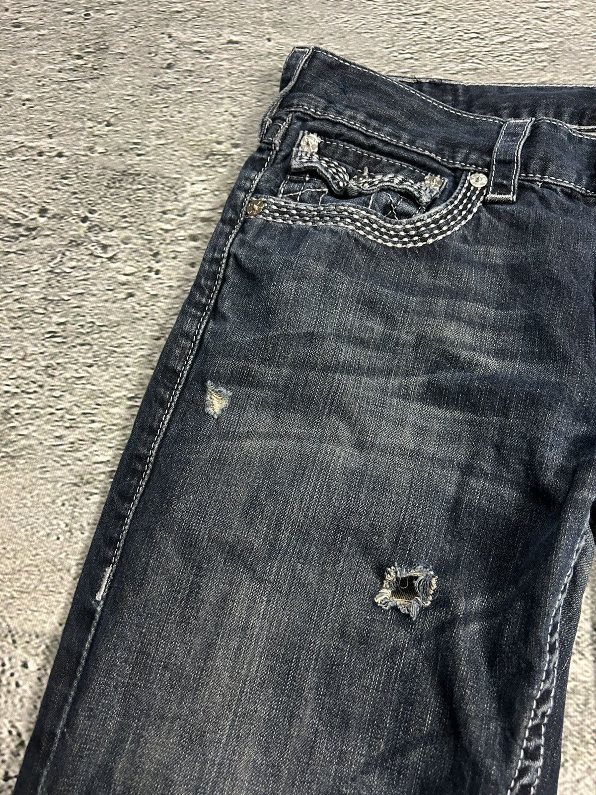 True Religion × Vintage True Religion navy jeans white thick stitching straight Y2K Size US 31 - 8 Thumbnail