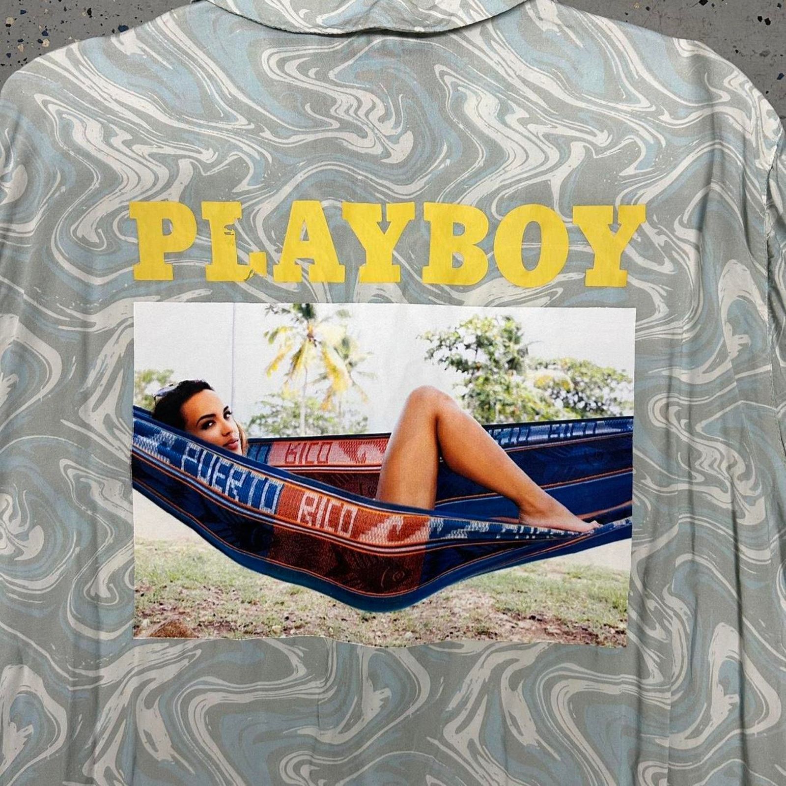 Playboy Blue and white Playboy loop collar button-up shirt Size US M / EU 48-50 / 2 - 8 Thumbnail