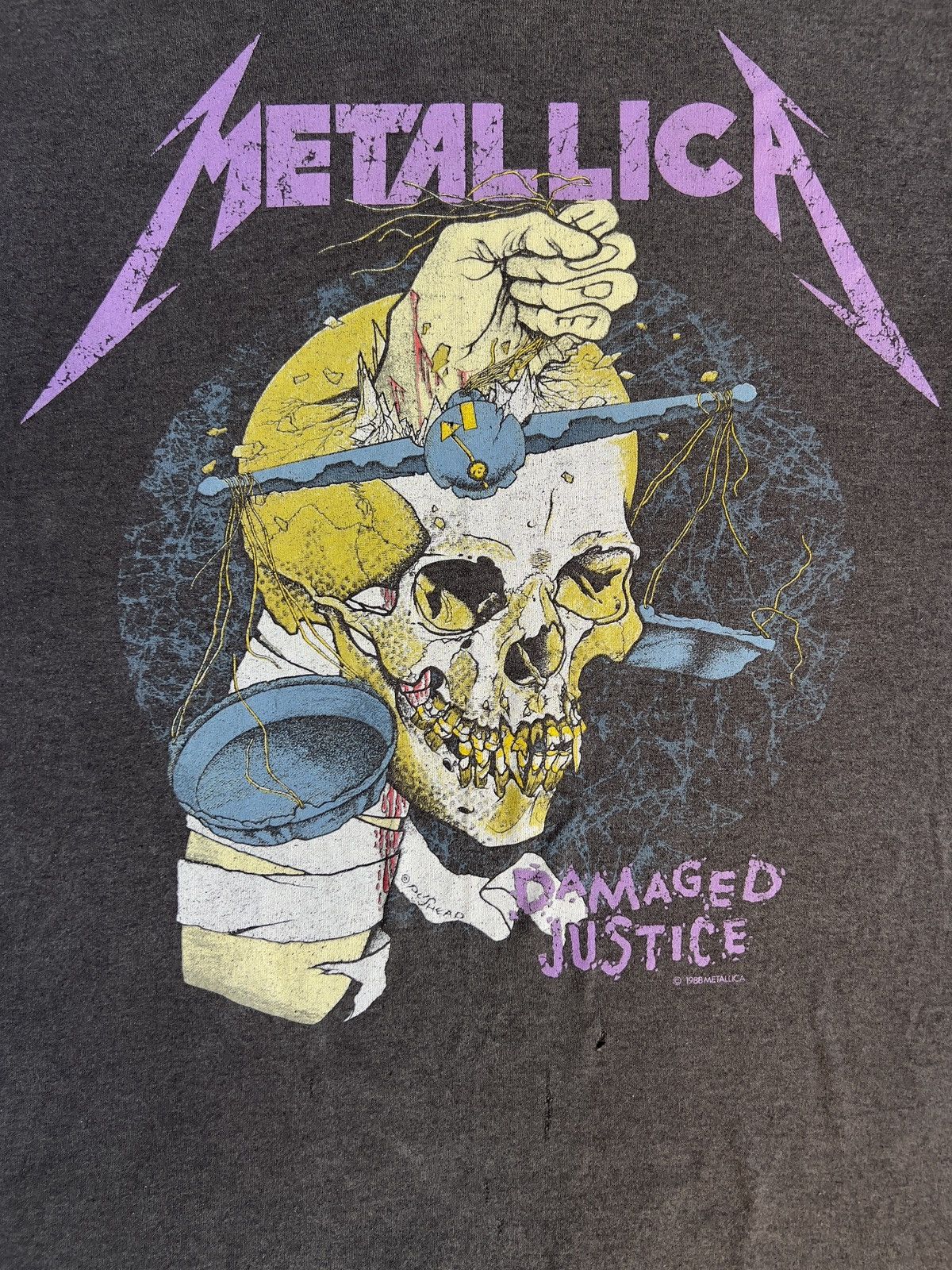 Vintage 1988 Metallica Pushed Justice Tour Band Tee Size US M / EU 48-50 / 2 - 2 Thumbnail