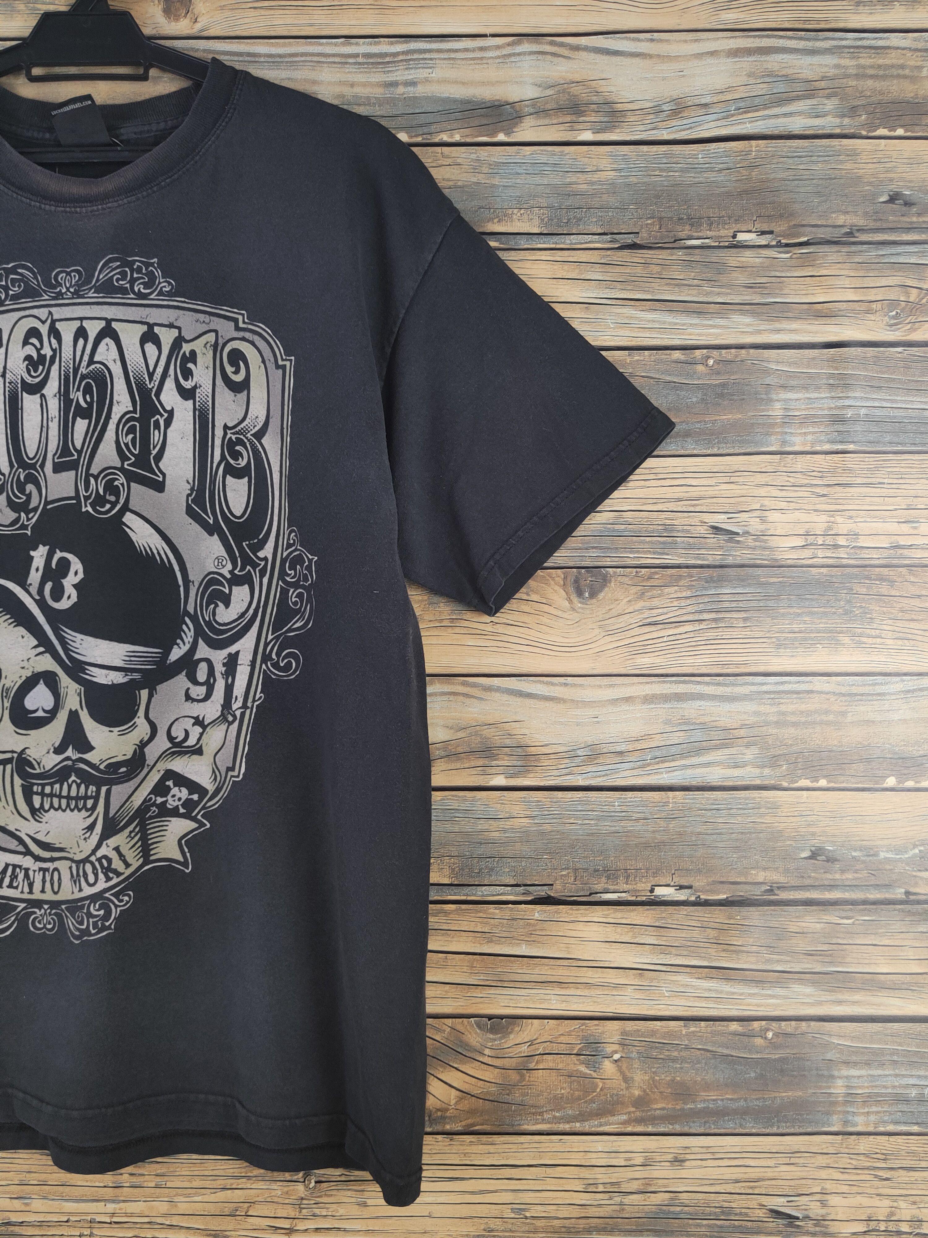 Japanese Brand Lucky 13 skull Black Short Sleeve T-shirts #S2862 Size US L / EU 52-54 / 3 - 6 Thumbnail