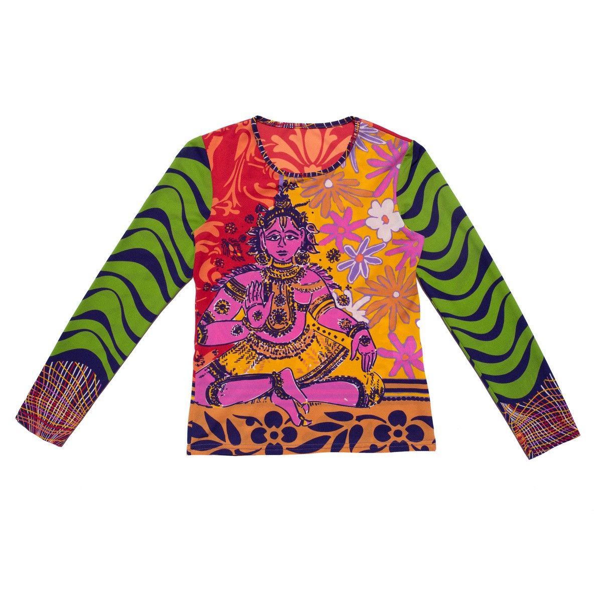 Vintage y2k psychedelic rave Krishna long sleeve top Size S / US 4 / IT 40 - 1 Thumbnail