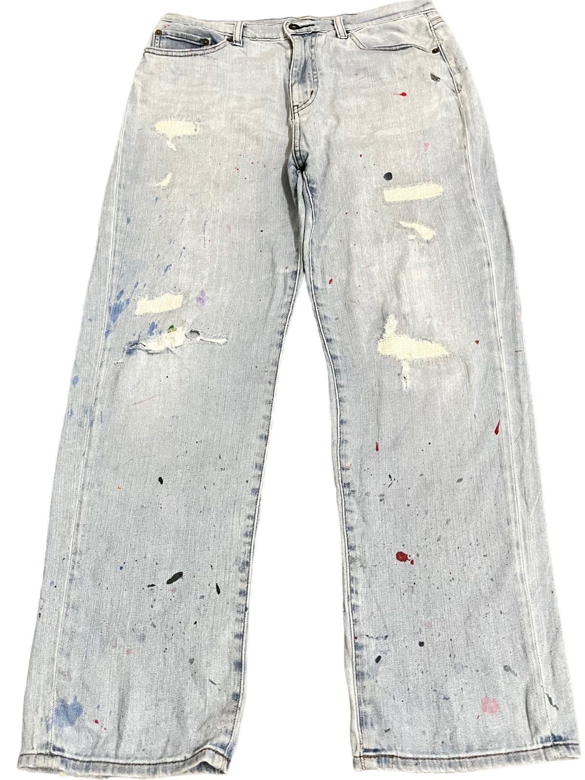 Japanese Brand × Jun Takahashi × Uniqlo Vintage Japanese Uniqlo Distressed Paint Artwork Style Denim Size US 32 / EU 48 - 1 Thumbnail