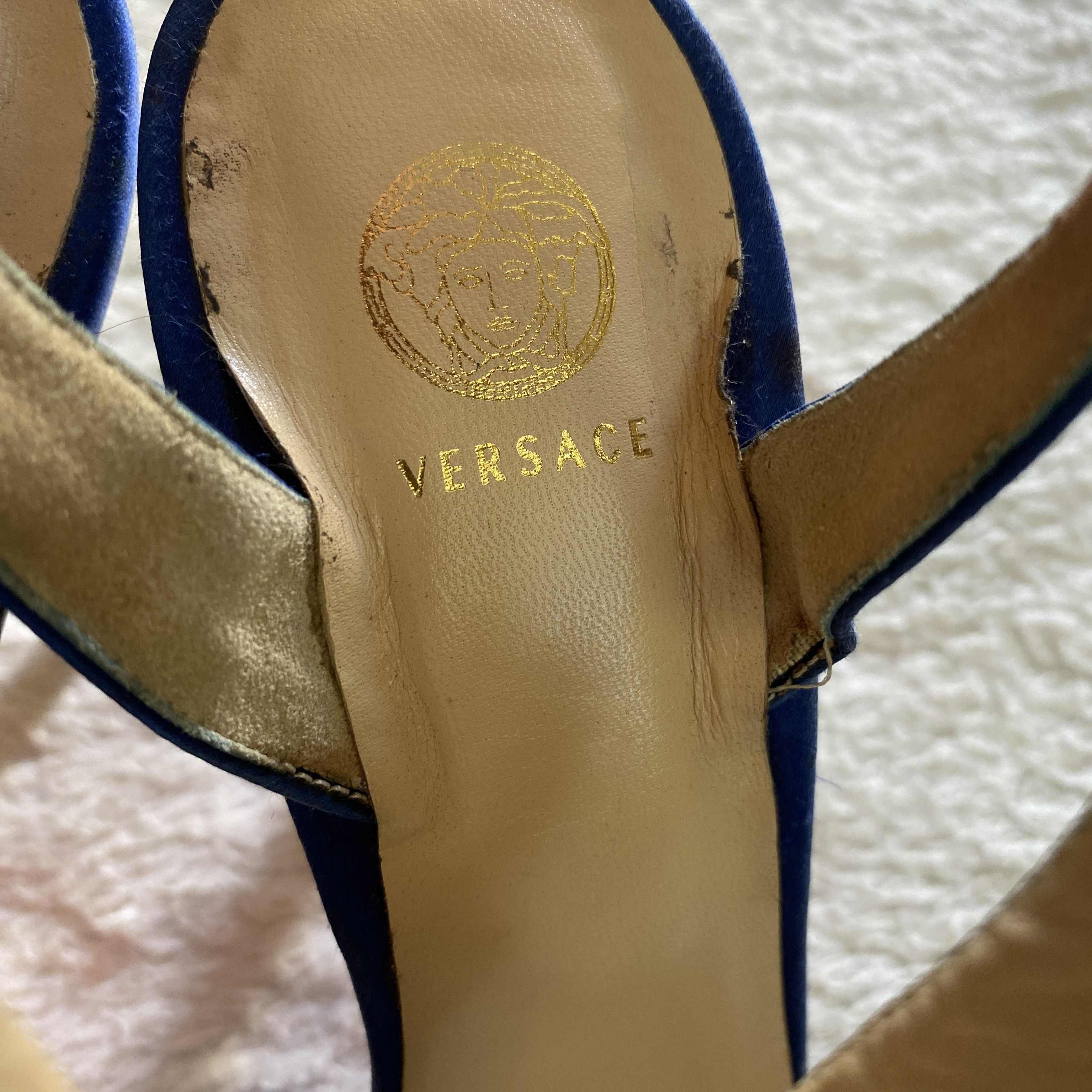 Versace Versace S/S 2008 Blue Silk Tassel Heels – Open Toe Sandals Size US 8 / IT 38 - 10 Thumbnail