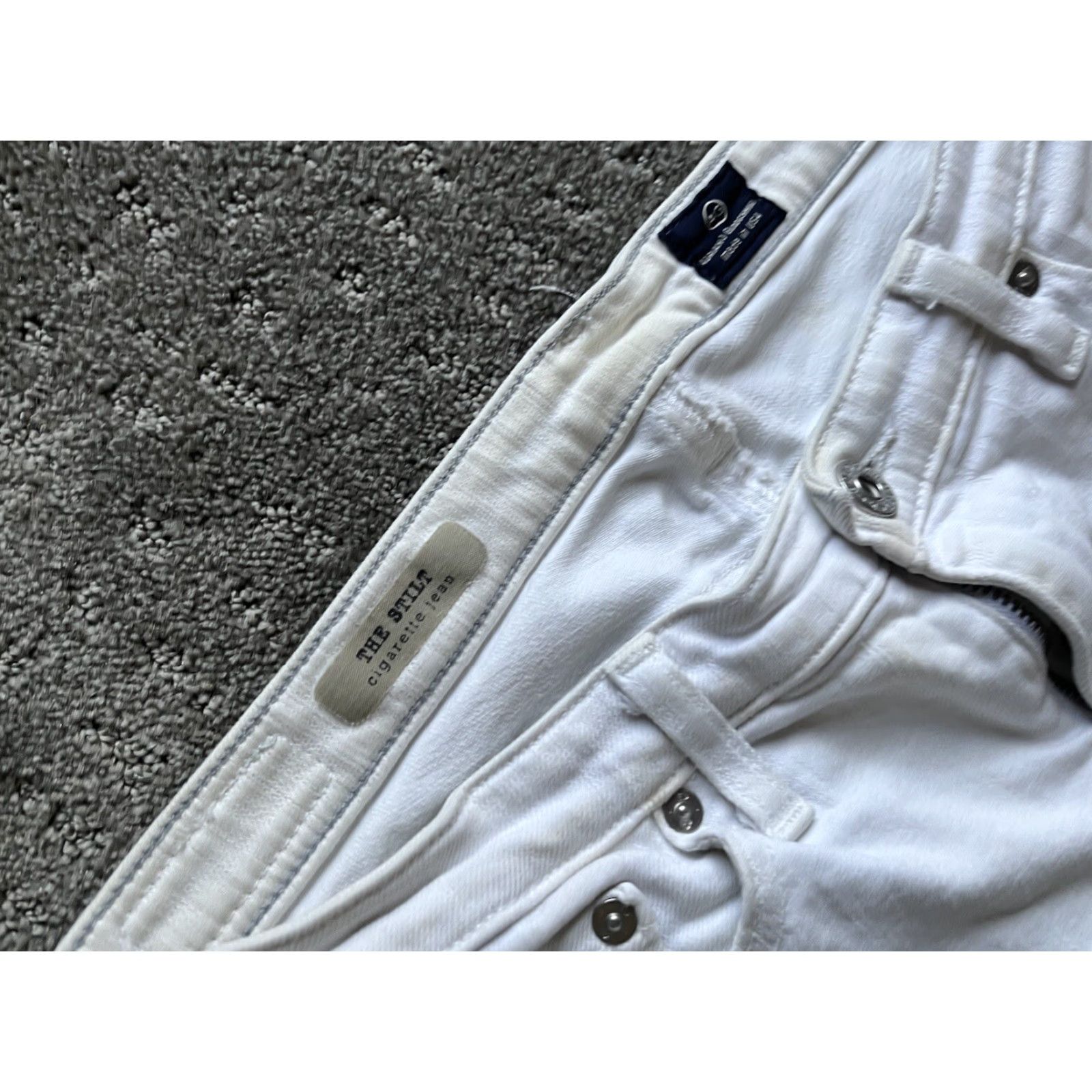 Vintage Adriano Goldschmied The Stilt Cigarette Leg White Jean Wash 30 Made USA AG Size 30" / US 8 / IT 44 - 5 Thumbnail