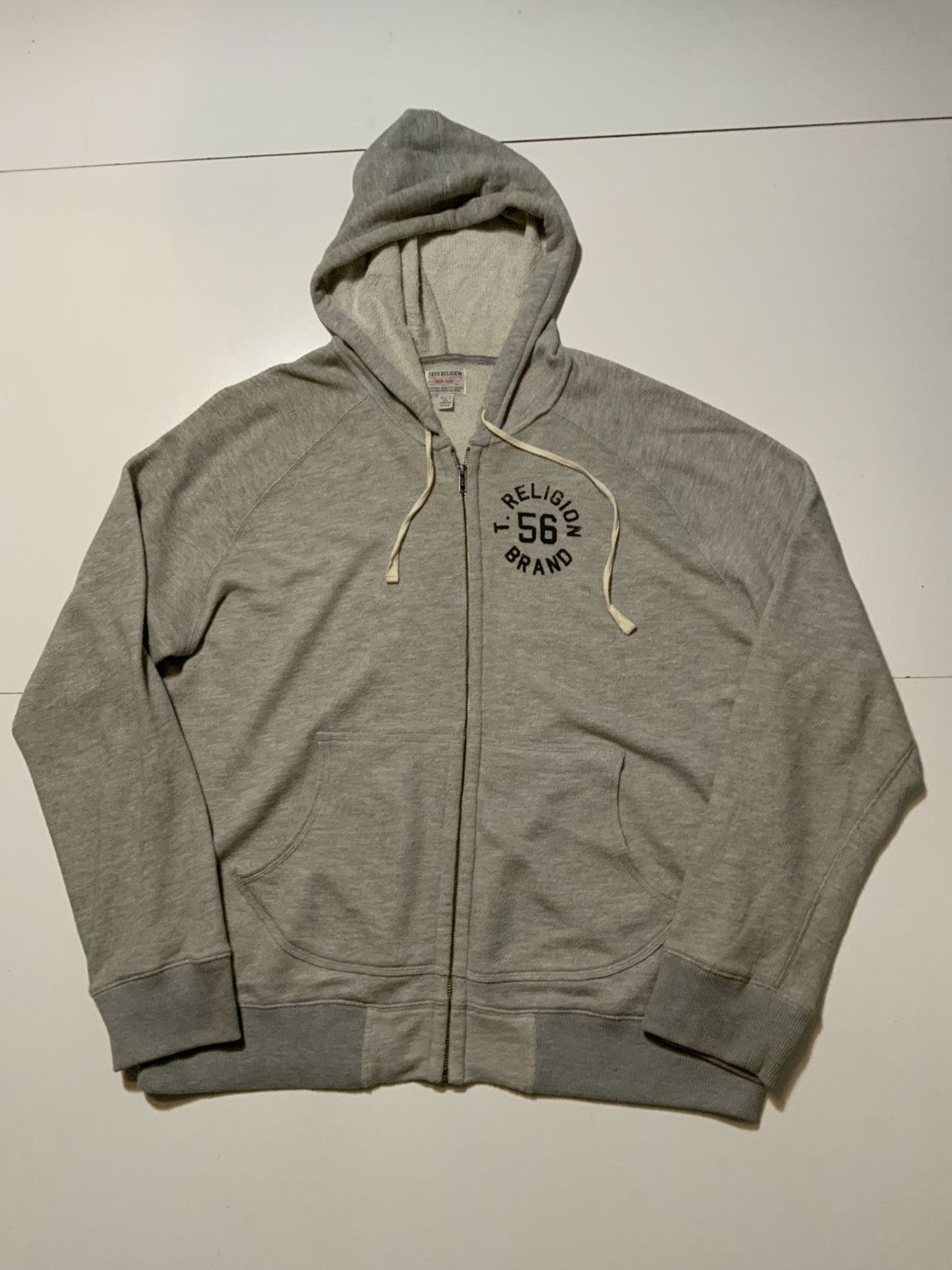 True Religion Brand Jeans 56 Raglan Heather Gray Zip Hoodie