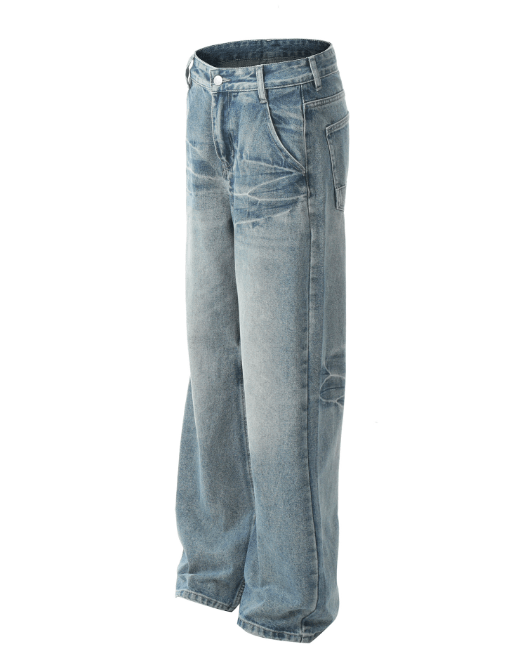 Japanese Brand × Jean Trendy washed blue men's straight loose jeans y2k Size US 32 / EU 48 - 2 Thumbnail