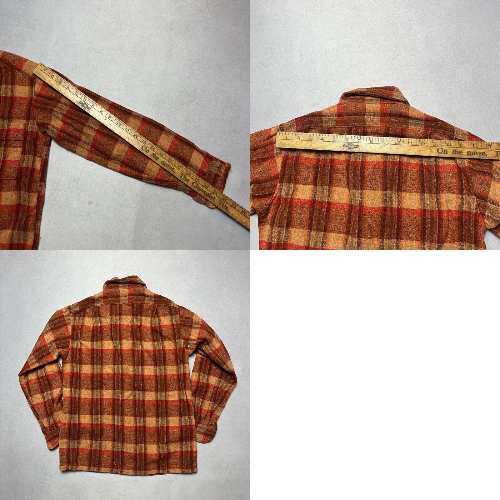 Pendleton VINTAGE Pendleton Shirt Shadow Plaid Wool Loop Collar 60s Orange S Mens Button-Up Size US S / EU 44-46 / 1 - 8 Thumbnail