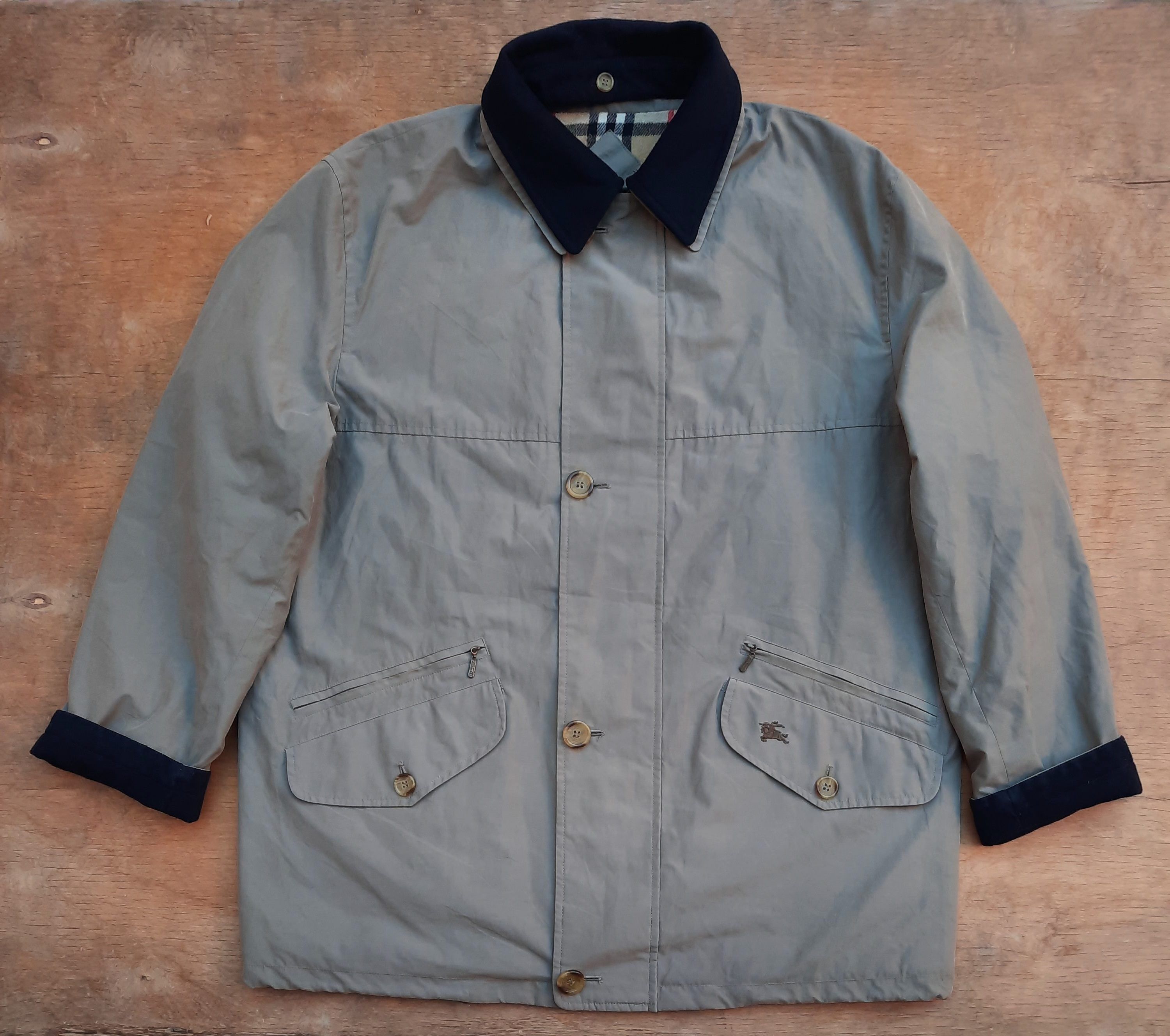Burberry 90s Burberrys khaki Chore Jacket wool lining & collar Size US L / EU 52-54 / 3 - 3 Thumbnail