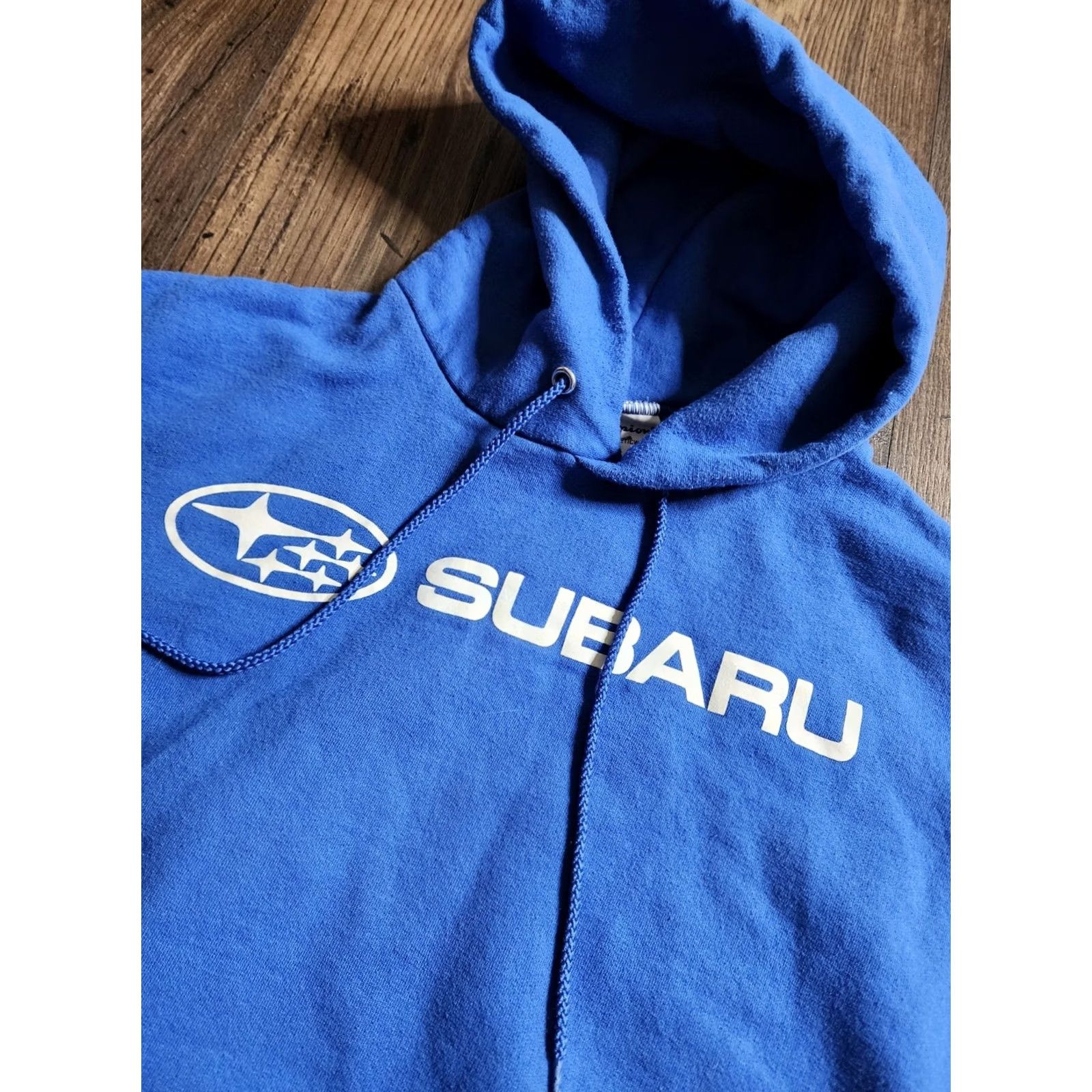 Champion Champion Hoodie Mens L Subaru Logo Car Blue Cotton Blend Fleece Graphic Print Pockets Pullover Size US L / EU 52-54 / 3 - 5 Thumbnail
