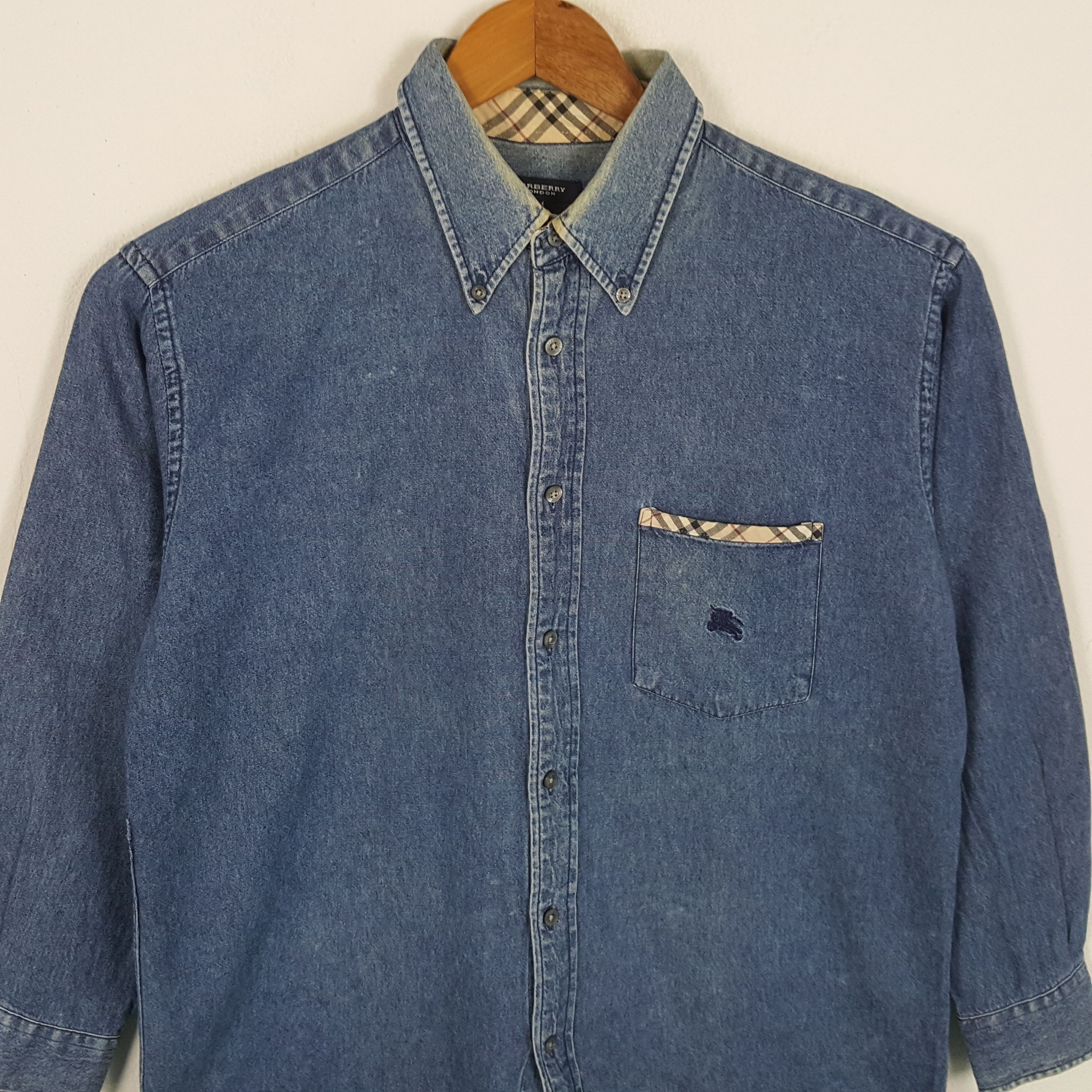 Burberry × Vintage Vintage BURBERRY LONDON Fashion Style Denim Shirts Size US M / EU 48-50 / 2 - 2 Thumbnail