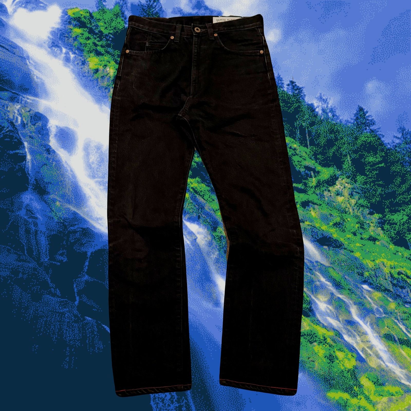Kapital Kapital toshikiyo hirata black washed denim jeans patch Size US 29 - 2 Thumbnail