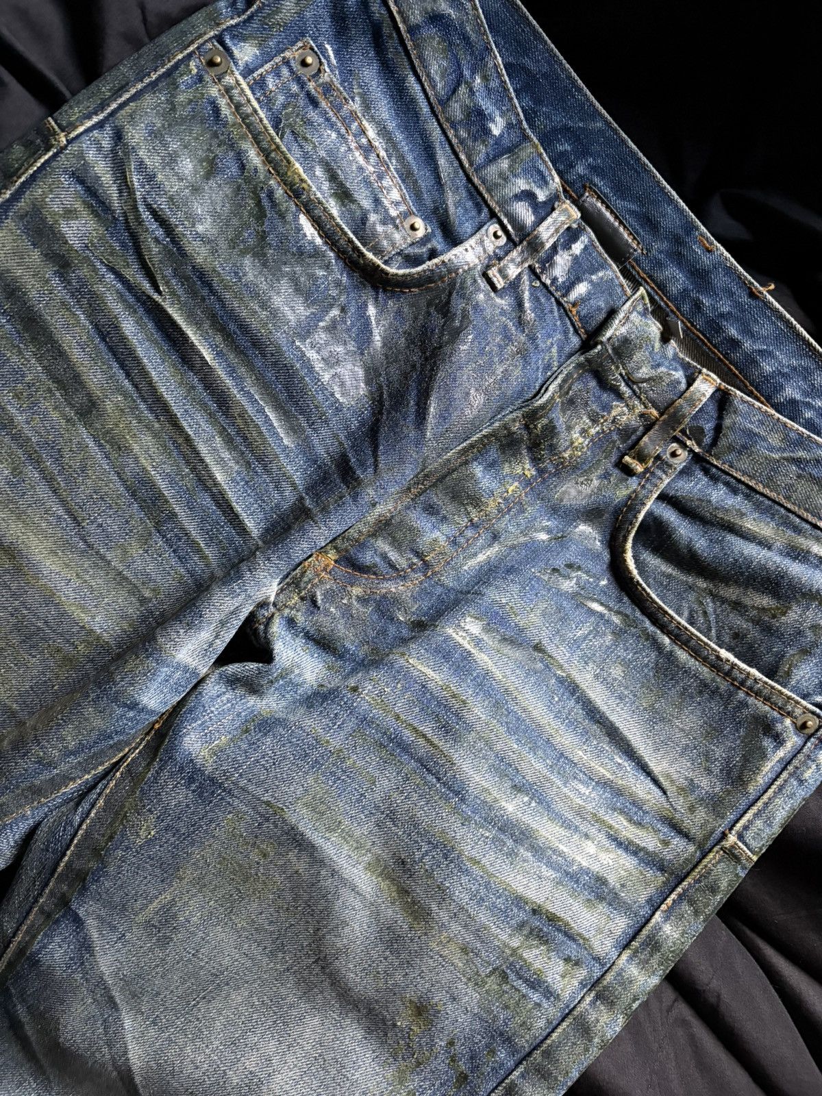 Dior Dior AW07 Green Wax Luster Denim Size US 27 - 1 Thumbnail