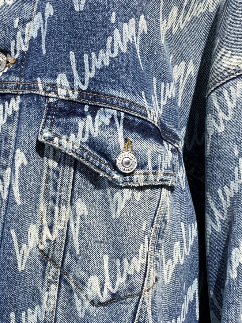 Balenciaga Balenciaga Blue washed full print denim jacket Size US L / EU 52-54 / 3 - 5 Thumbnail