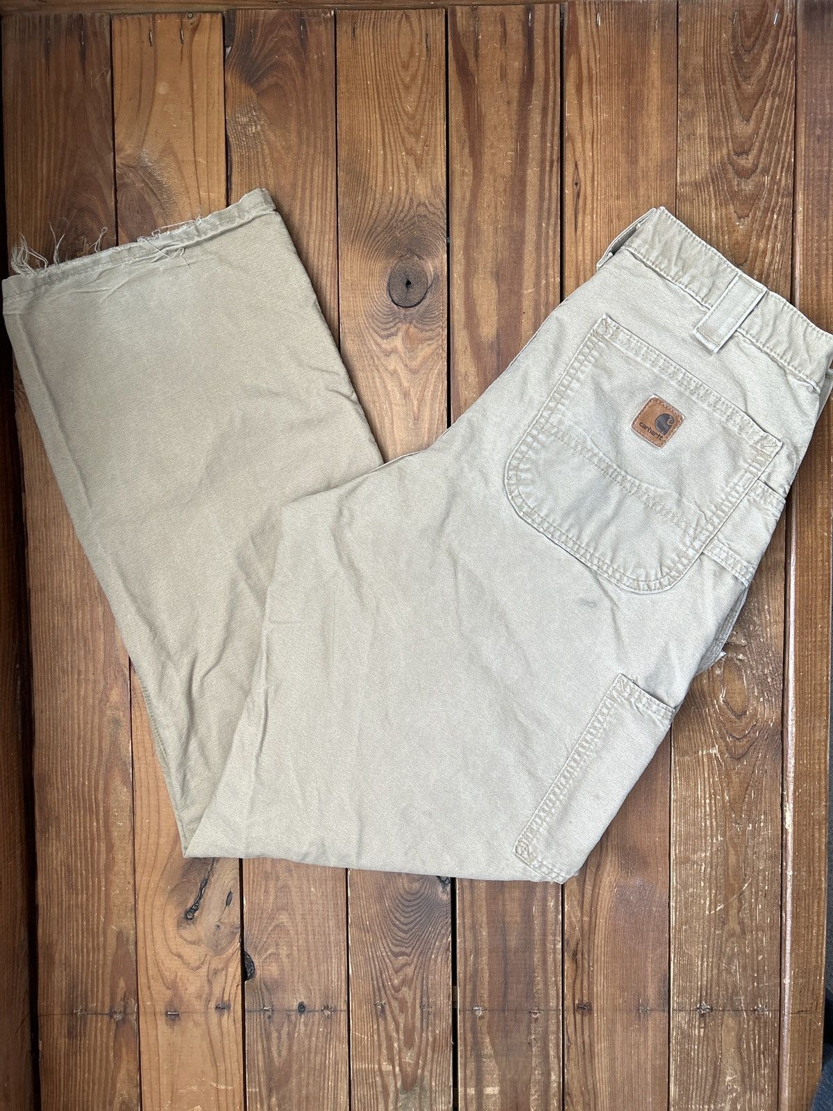 Carhartt × Vintage Vintage Carhartt Tan Carpenter Painted Work Pants Size US 34 / EU 50 - 1 Thumbnail