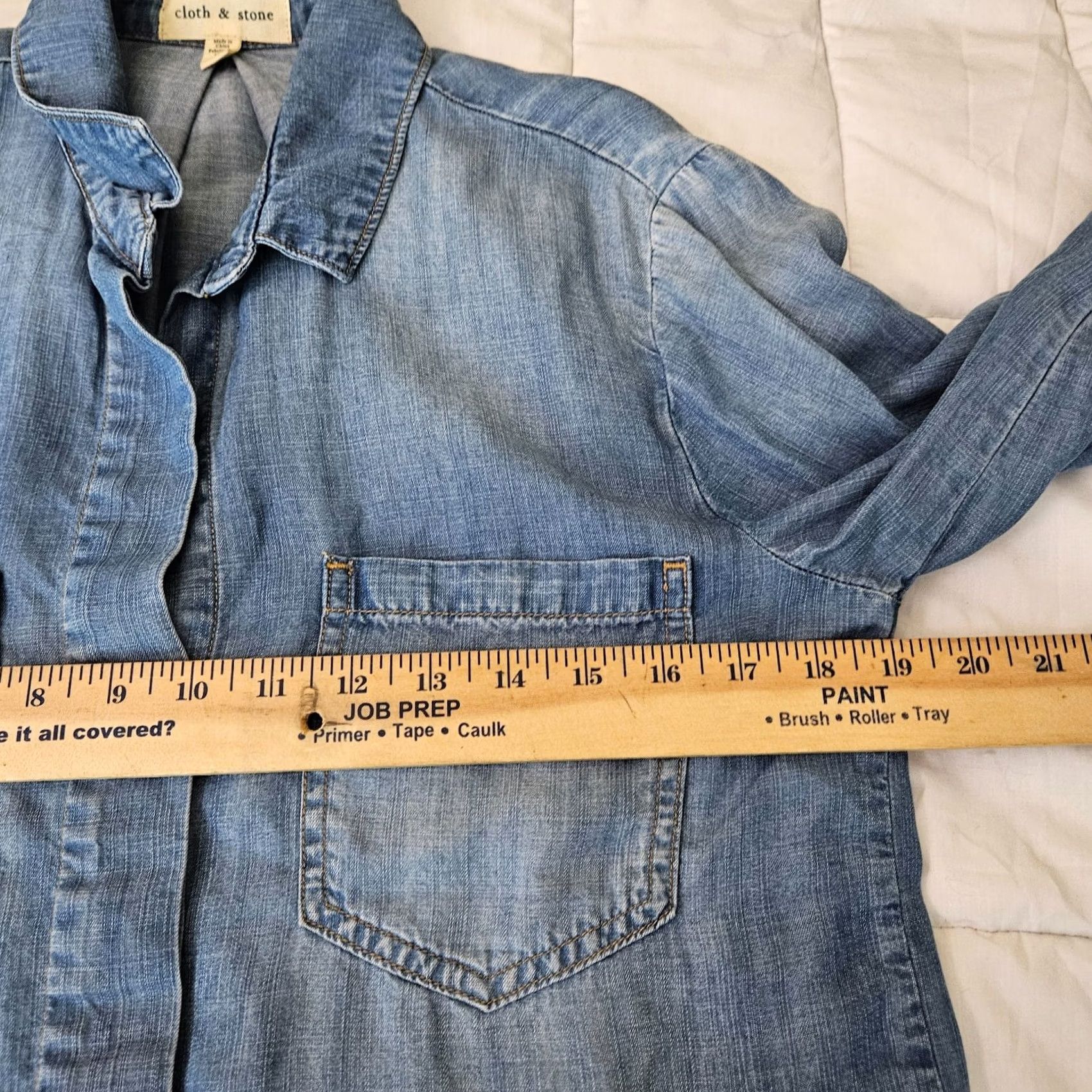 CLOT Cloth & Stone Button-Up Long Sleeve Chambray Blouse S Women Blue Sl Chunk Pleated Back Shirt L Size S / US 4 / IT 40 - 5 Thumbnail