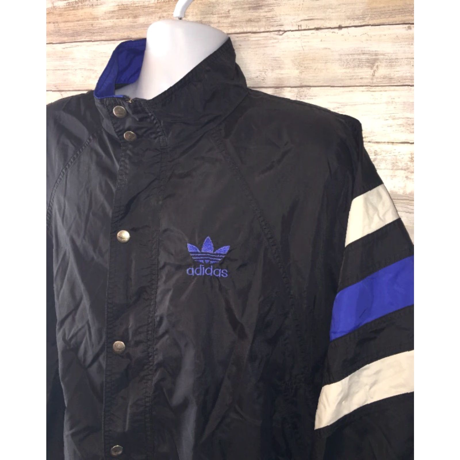 Adidas VINTAGE Adidas Jacket, Full Zip, Black, Mens XL, Athletic, Regular, Outer Shell Na, Solid, Basic Jacket, Pit to Pit 26 inches Size US XL / EU 56 / 4 - 3 Thumbnail