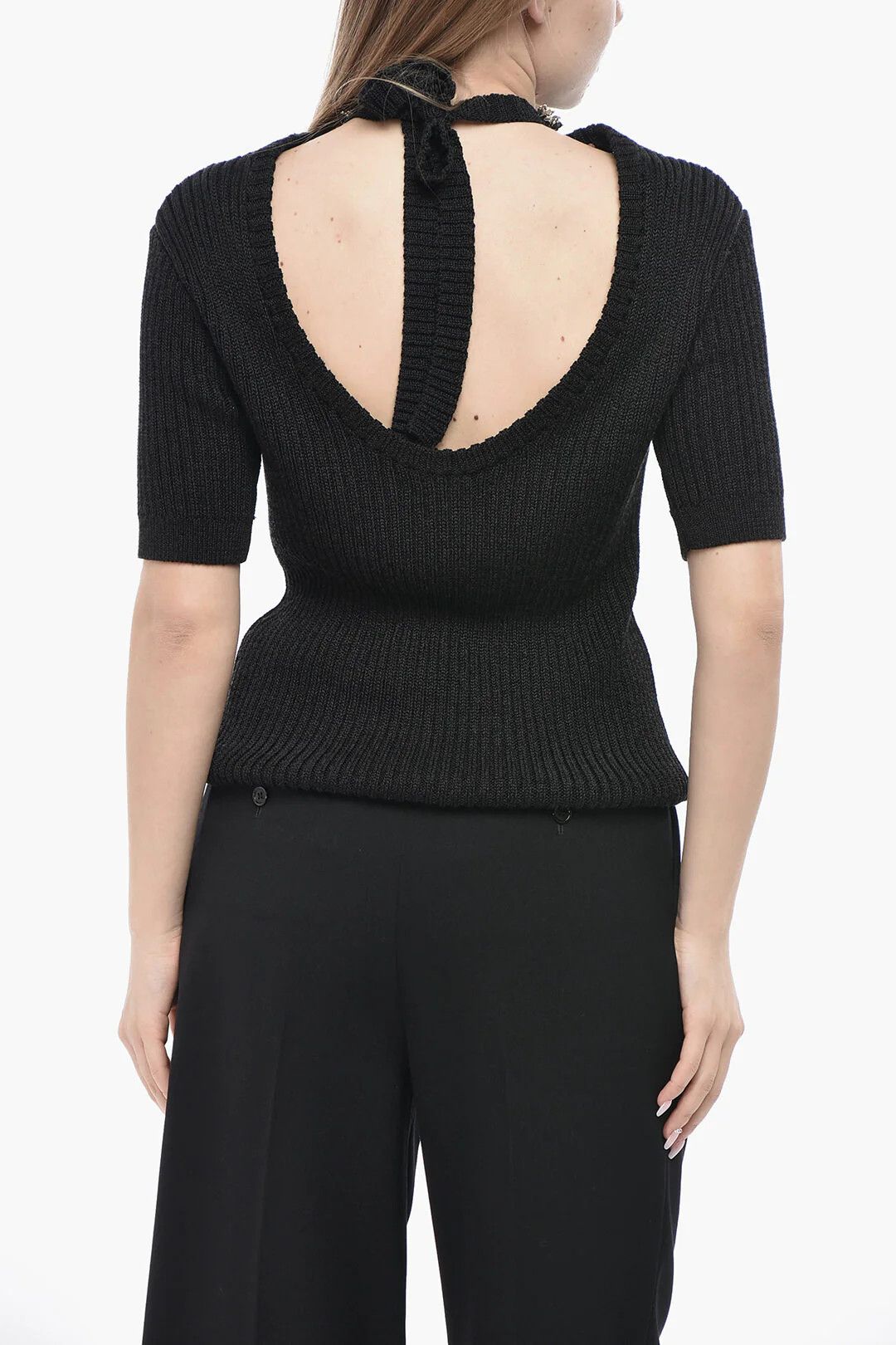 Dries Van Noten og1mm0426 Cotton-Blend Crewneck Top in Black Size M / US 6-8 / IT 42-44 - 2 Thumbnail