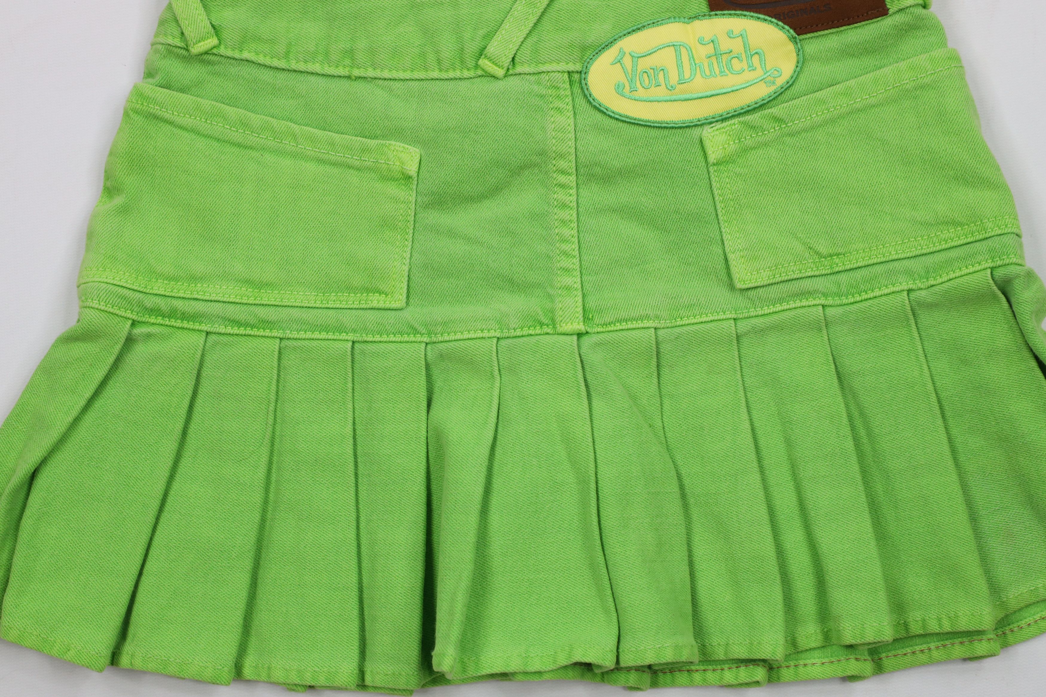 Vintage × Von Dutch Vintage 90s Y2K Von Dutch Denim Jean Mini Skirt Green USA Size 24" / US 00 / IT 34 - 10 Thumbnail