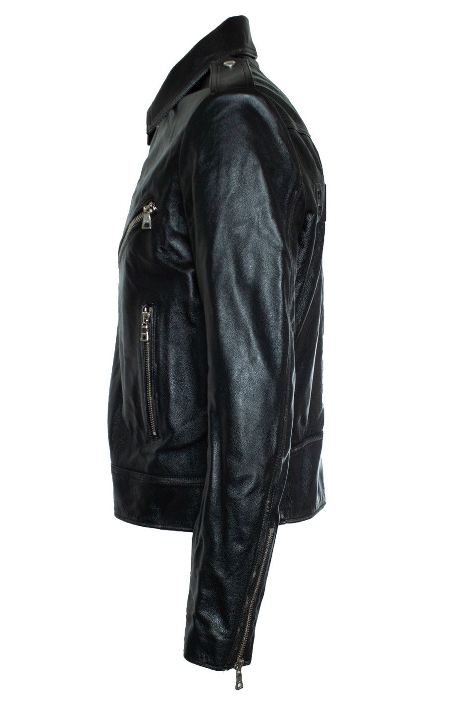 Balmain Balmain, Black leather biker jacket with zippers and logo Size US L / EU 52-54 / 3 - 4 Thumbnail