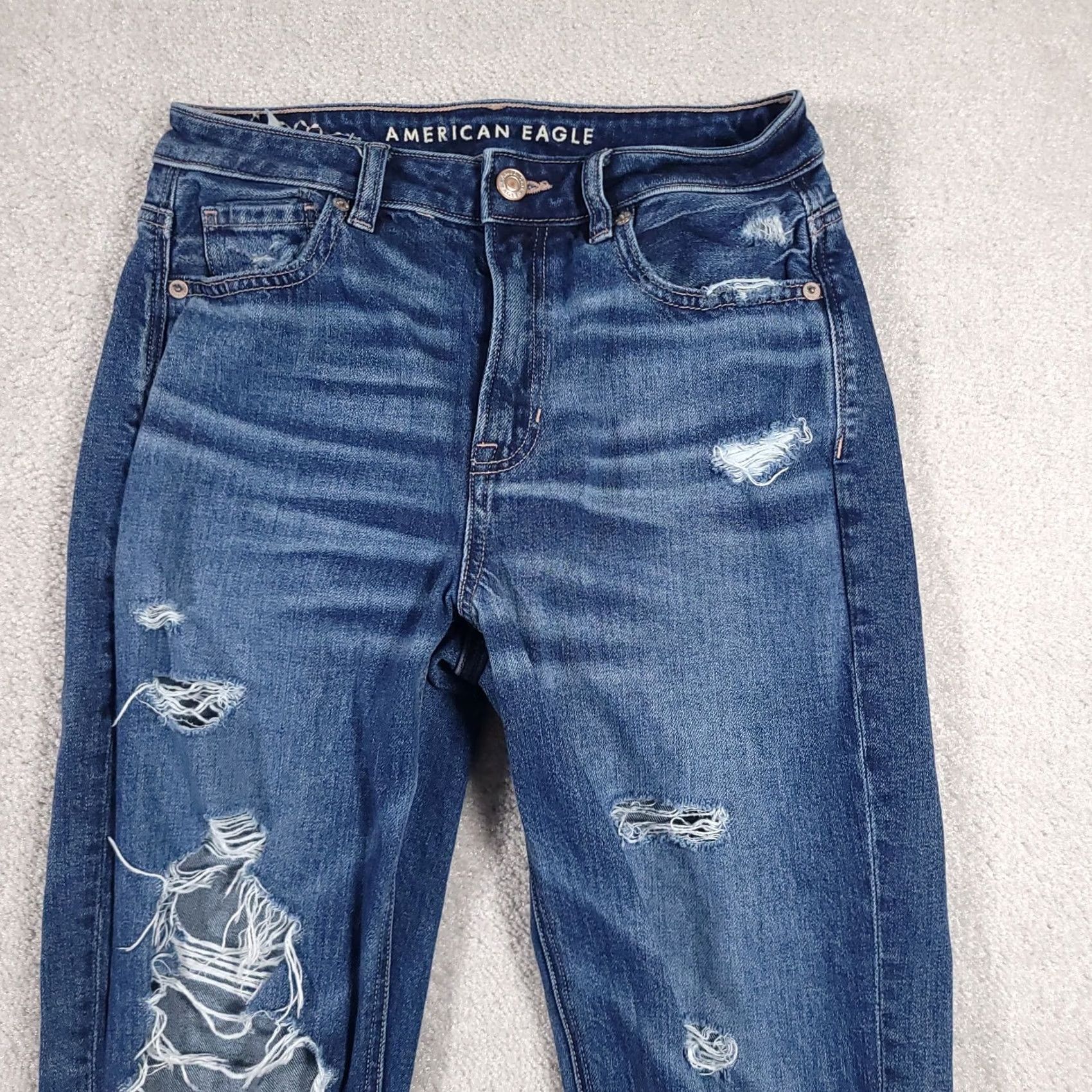 American Eagle Outfitters VINTAGE American Eagle Strigid Distressed Mom Jean Women's 4 Long 26X29 Denim Destroyed Jeans Women Regular Long 29in Blue Distressed 5-Pocket Size 27" / US 4 / IT 40 - 3 Thumbnail