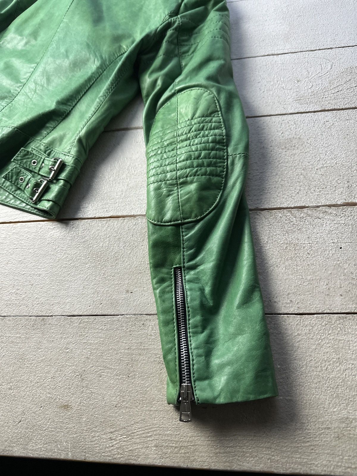 Other 🚨Y2K RICK OWENS TYPE DIRTY SLIM FIT ZIP LEATHER JACKET Size S / US 4 / IT 40 - 10 Thumbnail