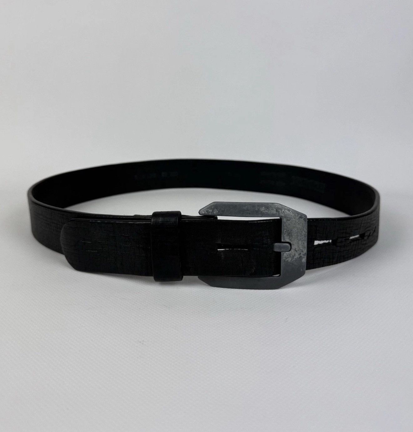 Diesel Diesel 1978 Avant Garde Leather Metal Belt Men’s Black Rock Size ONE SIZE - 1 Thumbnail