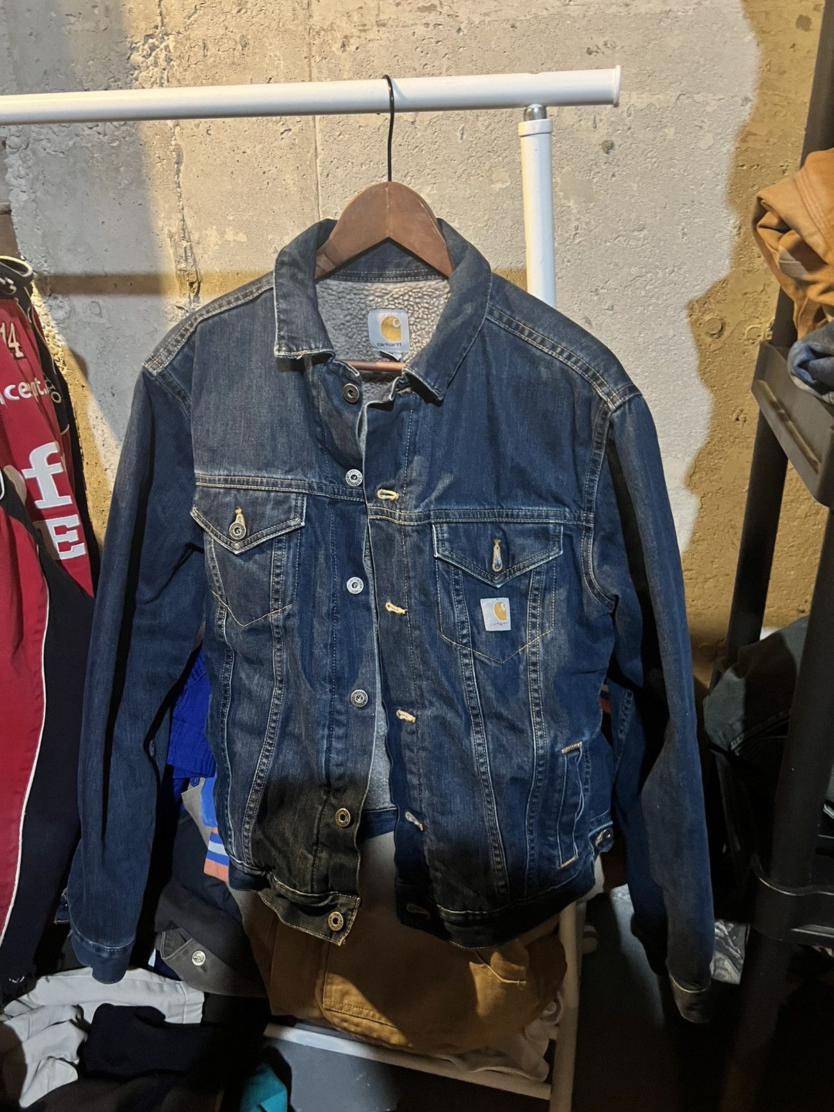 Carhartt × Japanese Brand × Vintage Vintage Carhartt Denim Sherpa Lined Jacket Size US M / EU 48-50 / 2 - 1 Thumbnail