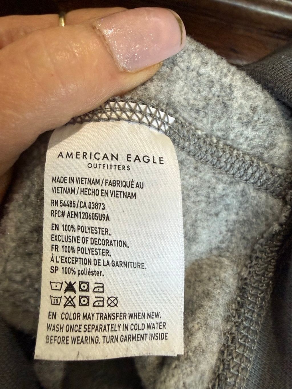 American Eagle Outfitters Men's American Eagle Gray Herringbone Cowl Neck Sweatshirt M Size US M / EU 48-50 / 2 - 6 Thumbnail