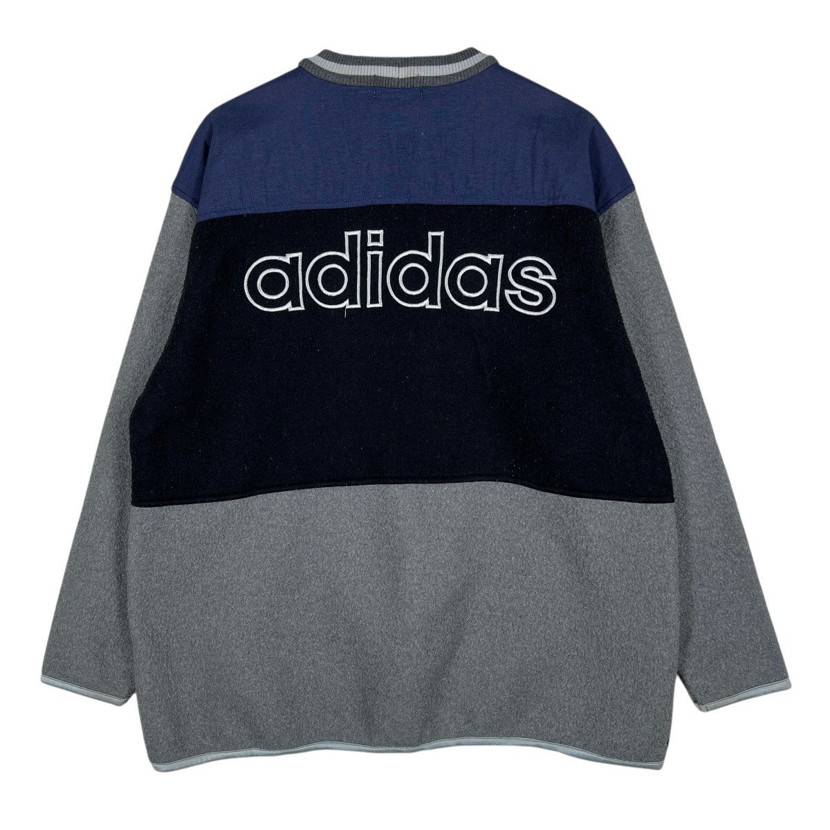 Adidas 🔥 90s Vintage Adidas Big Logo Fleece Jumper Pocket Size US M / EU 48-50 / 2 - 2 Thumbnail