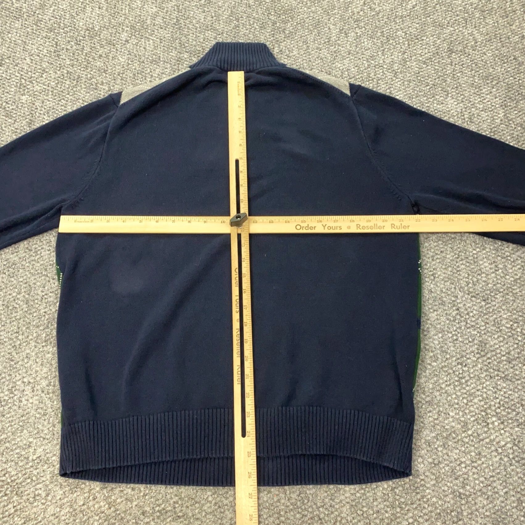 J.Crew J.CREW Mens Sweater Pullover 1/4 Zip Mock Neck Long Sleeve Large Blue Argyle Knit Cotton Modern Fit Mens Size US L / EU 52-54 / 3 - 4 Thumbnail