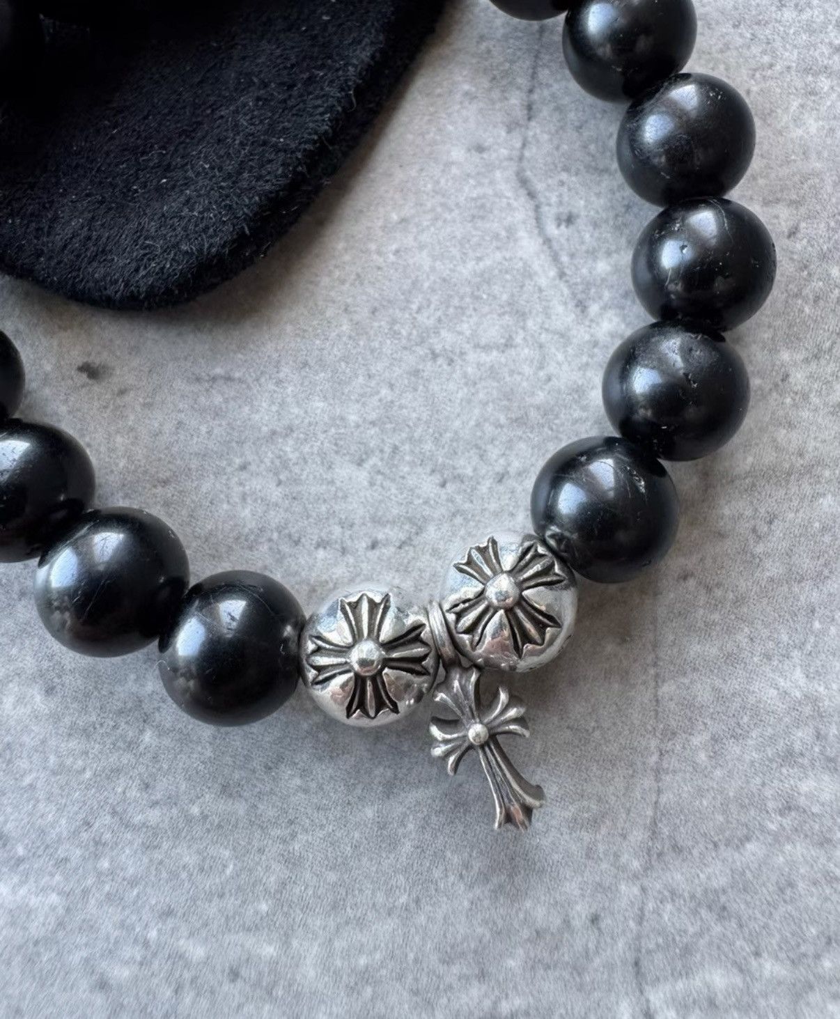 Chrome Hearts Chrome Hearts Cross Silver Bead & Obsidian Bracelet Size ONE SIZE - 3 Thumbnail