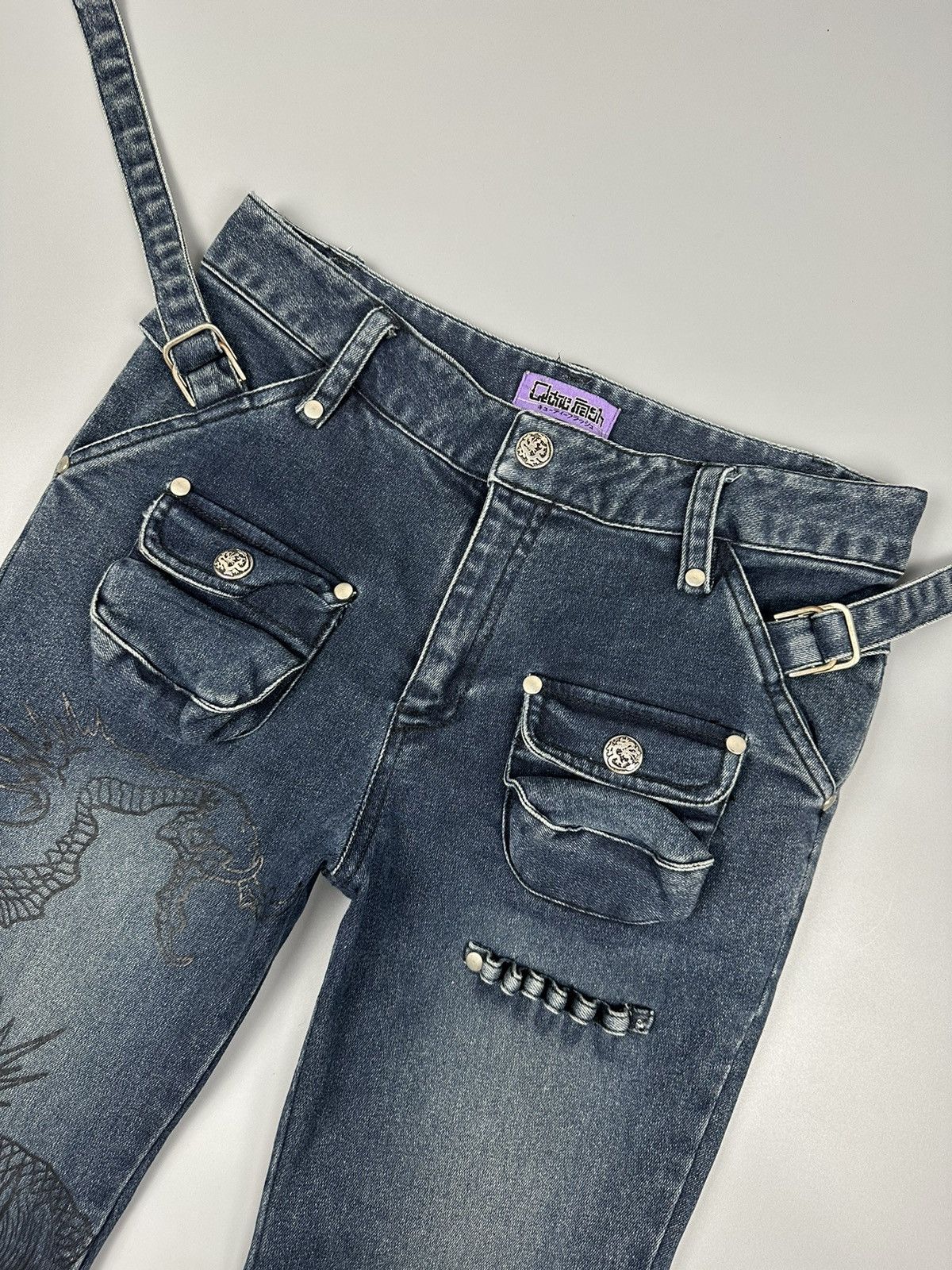 Japanese Brand × Seditionaries 🔥Rare🔥Cutie Flash Dragon Bondage Multipocket Flared Jeans Size US 29 - 13 Thumbnail