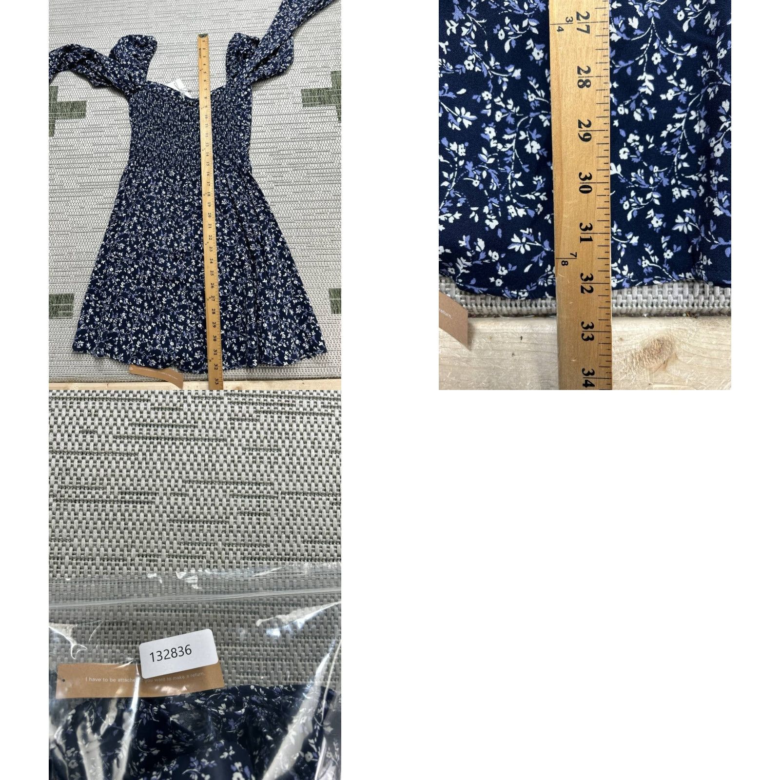Reformation Reformation Dress Womens 6 Blue White Floral Bodycon New Dress Short Sleeves Square Neck Zip Casual Party/Cocktail Womens Size M / US 6-8 / IT 42-44 - 8 Thumbnail