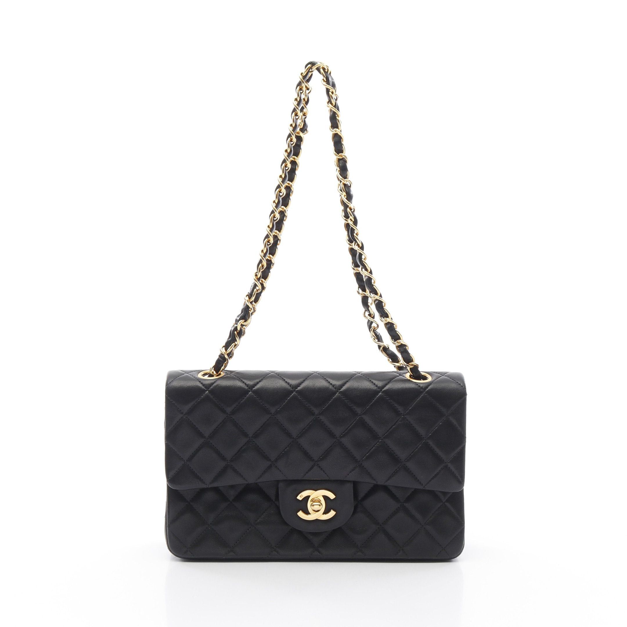 Chanel Chanel Matelasse Double Flap Chain Shoulder Bag Lambskin Black Gold Hardware Size ONE SIZE - 1 Thumbnail