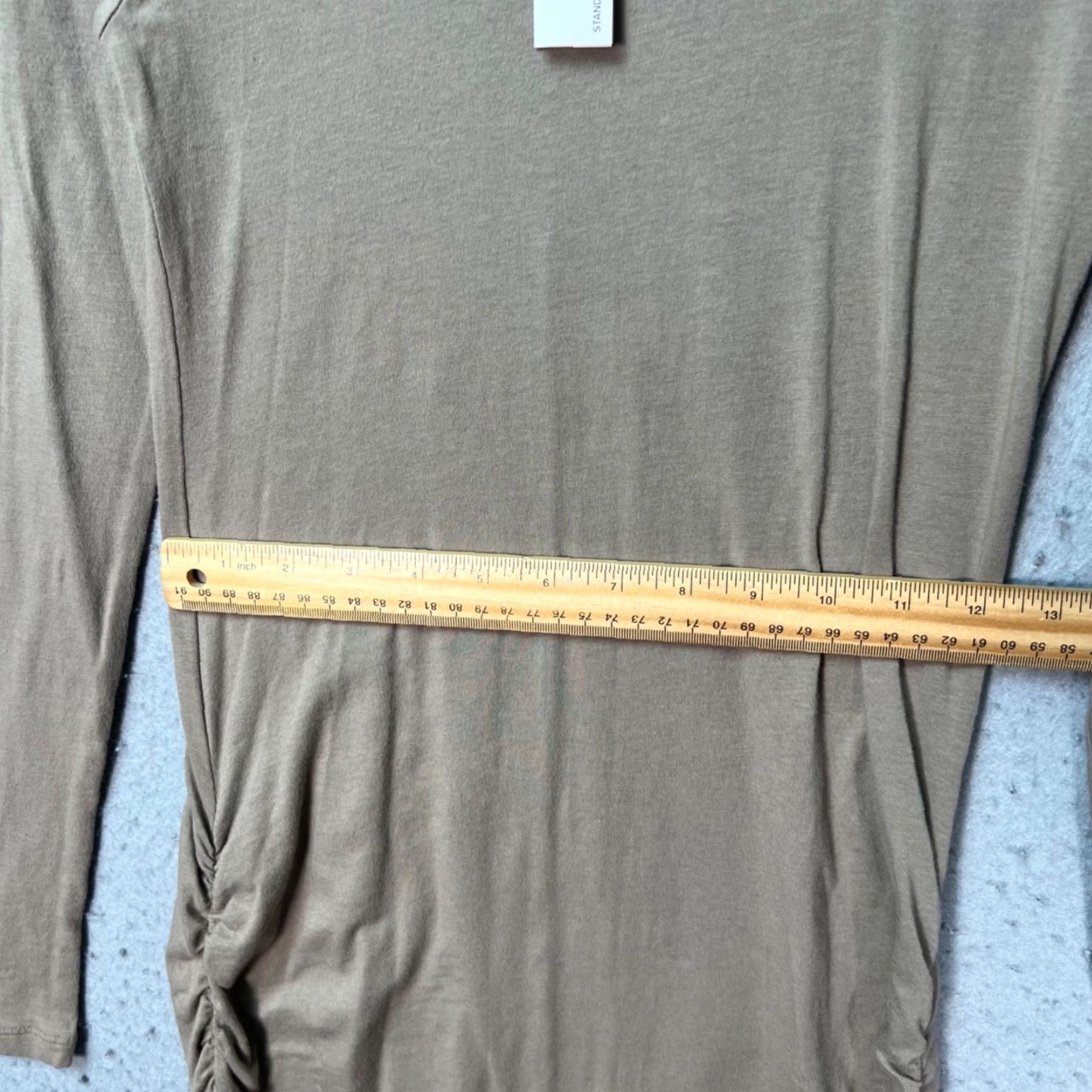 James Perse James Perse Standard Brown Long Sleeve Midi Dress - Ruched Sides, Crew Neck, Cotton Blend, Regular Size 1, Womens, Bodycon, Casual Size XS / US 0-2 / IT 36-38 - 7 Thumbnail