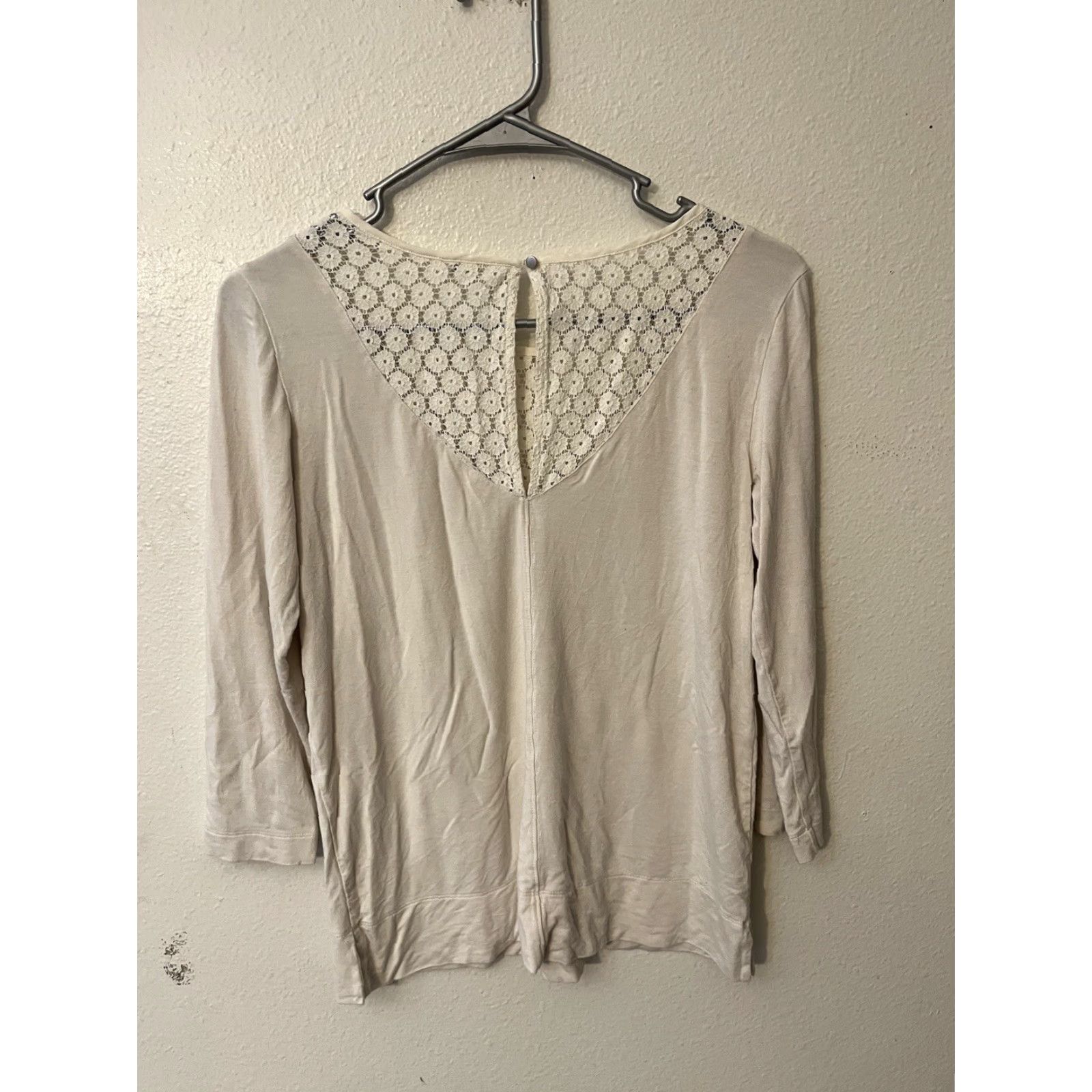 Club Monaco Club Monaco Womens Shirt XS Ivory Knit Long Sleeve 3/4 Sleeve Pullover Blouse Silk Viscose Elastane Size XS / US 0-2 / IT 36-38 - 3 Thumbnail