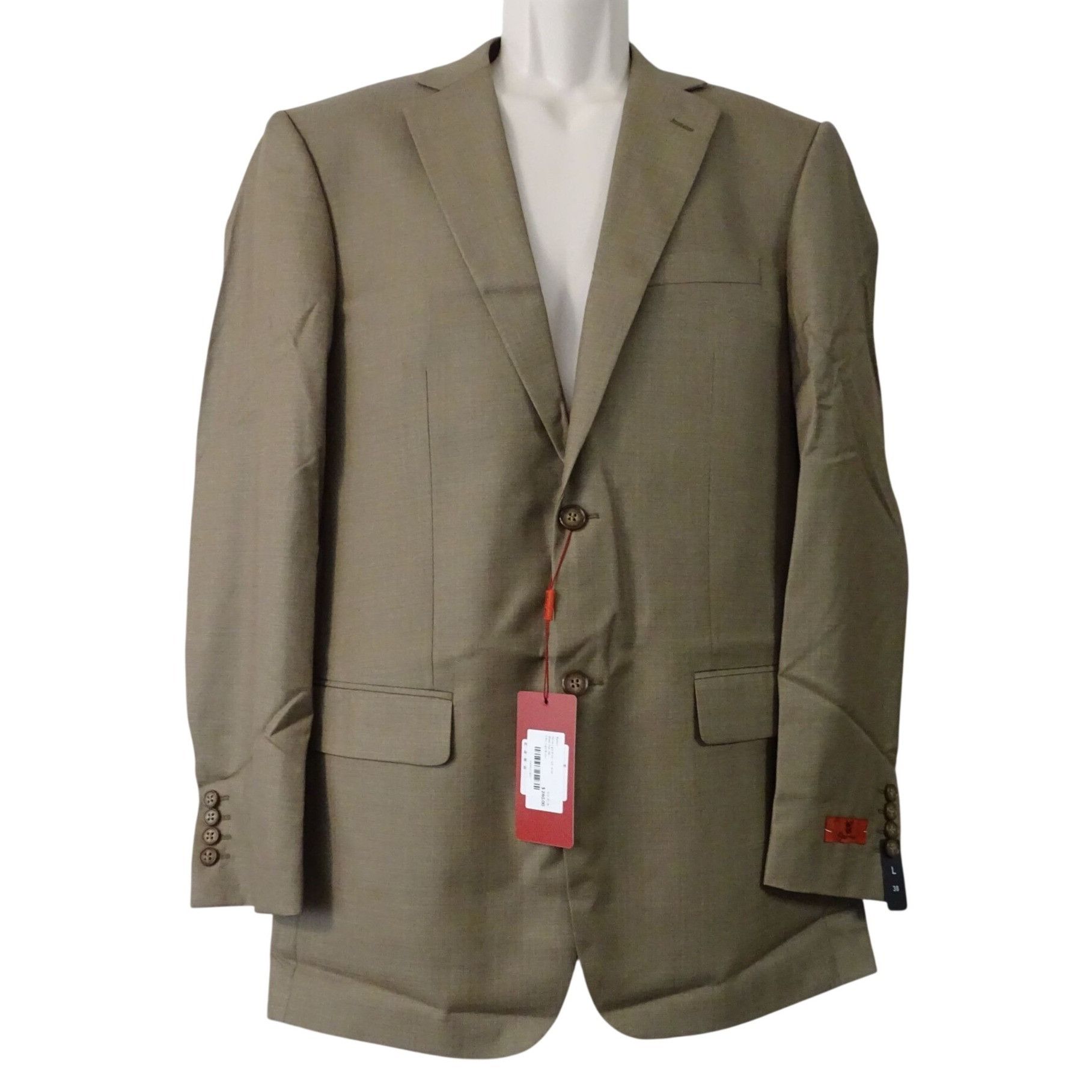 Other Renoir Mens Light Brown 2-Button Suit Jacket Size 38 LONG Size 38L - 2 Thumbnail