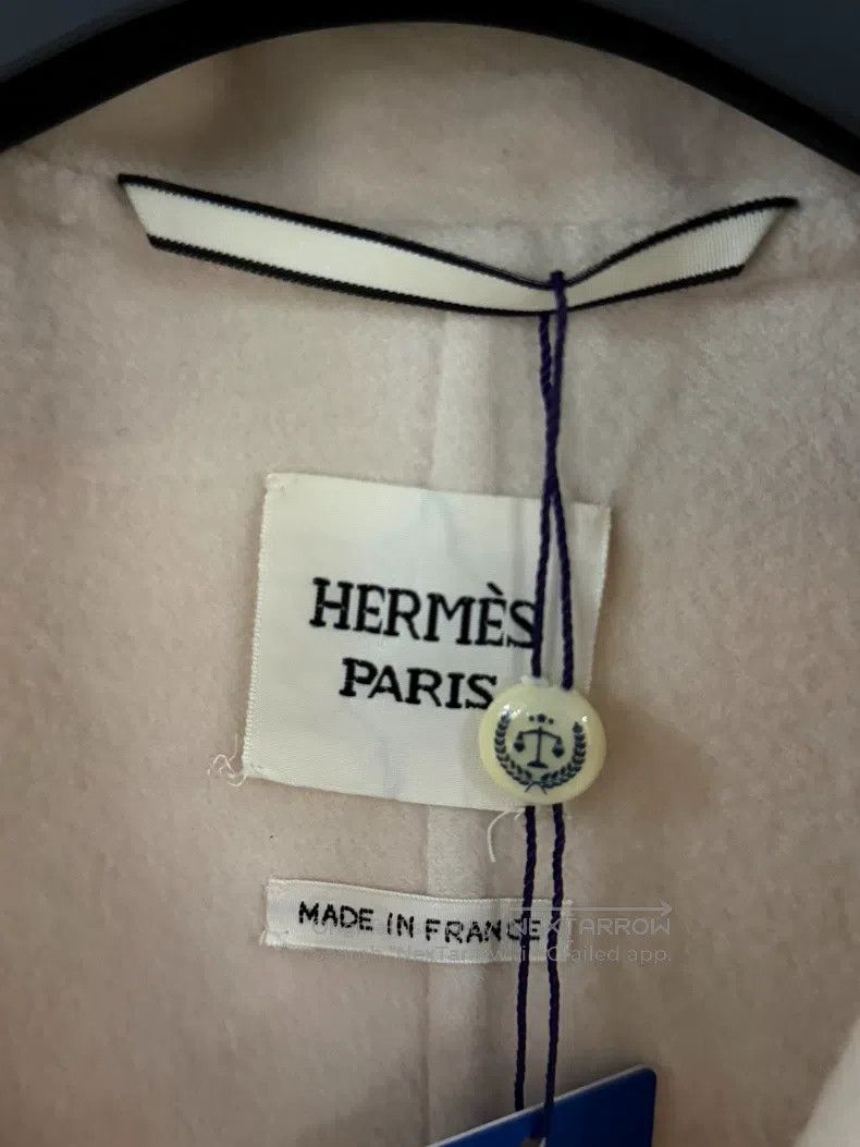 Hermes Hermes White Cashmere and Leather Long Coat Size XS / US 0-2 / IT 36-38 - 3 Thumbnail
