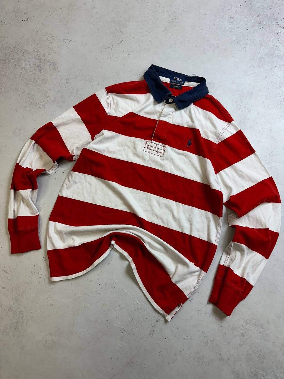 Polo Ralph Lauren × Vintage Vintage Polo Ralph Lauren Striped Boxy Rugby Shirt M Size US M / EU 48-50 / 2 - 2 Thumbnail