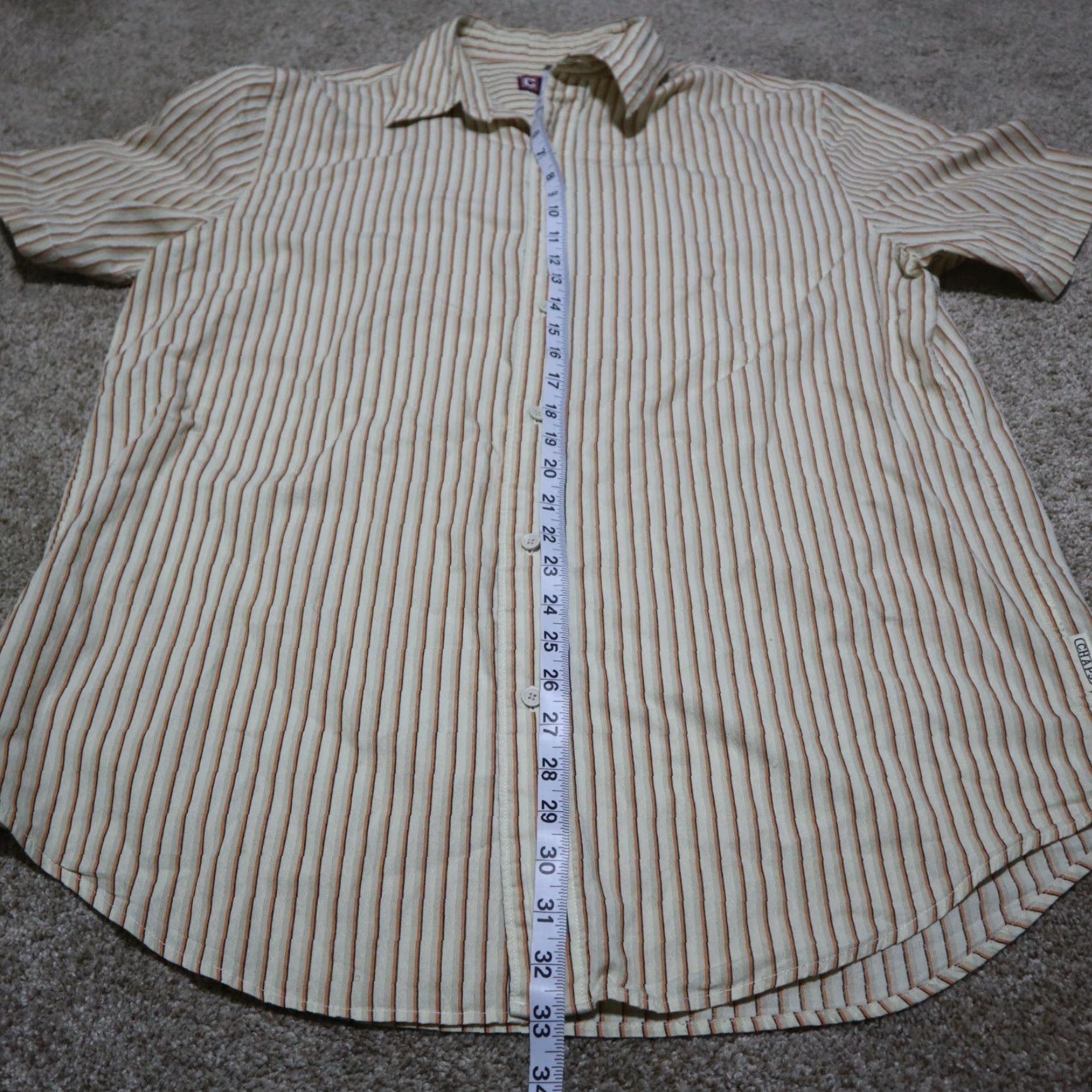 Chaps Chaps Shirt Mens L Cotton Short Sleeve Button-Down Striped Brown Cream Plaid Pattern 90s Style Size US L / EU 52-54 / 3 - 7 Thumbnail
