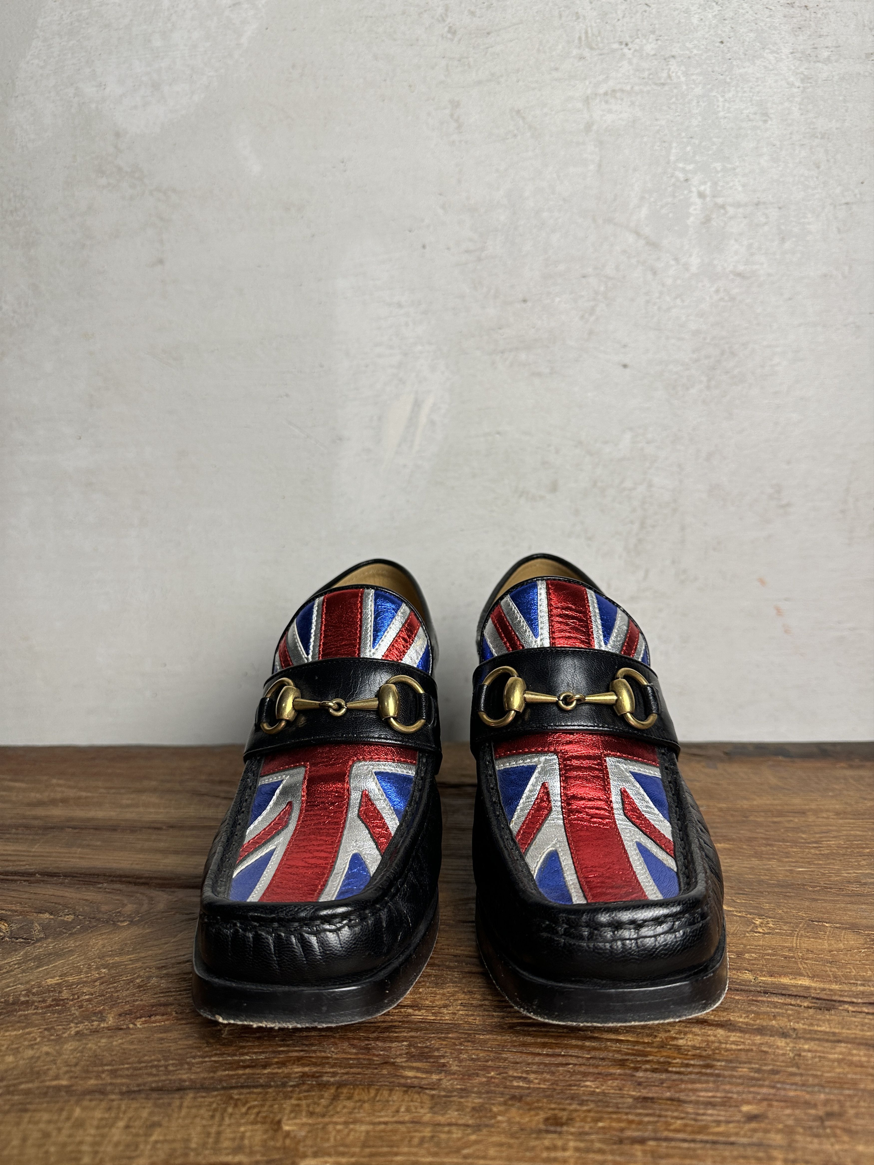 Gucci Gucci Resort 17 Black Leather Union Jack Horsebit Heel Pumps Size US 8 / IT 38 - 5 Thumbnail