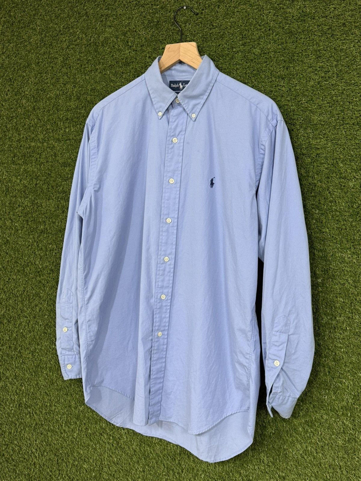 Polo Ralph Lauren Polo Ralph Lauren Blue Oxford Button Down Logo Shirt Size US M / EU 48-50 / 2 - 2 Thumbnail