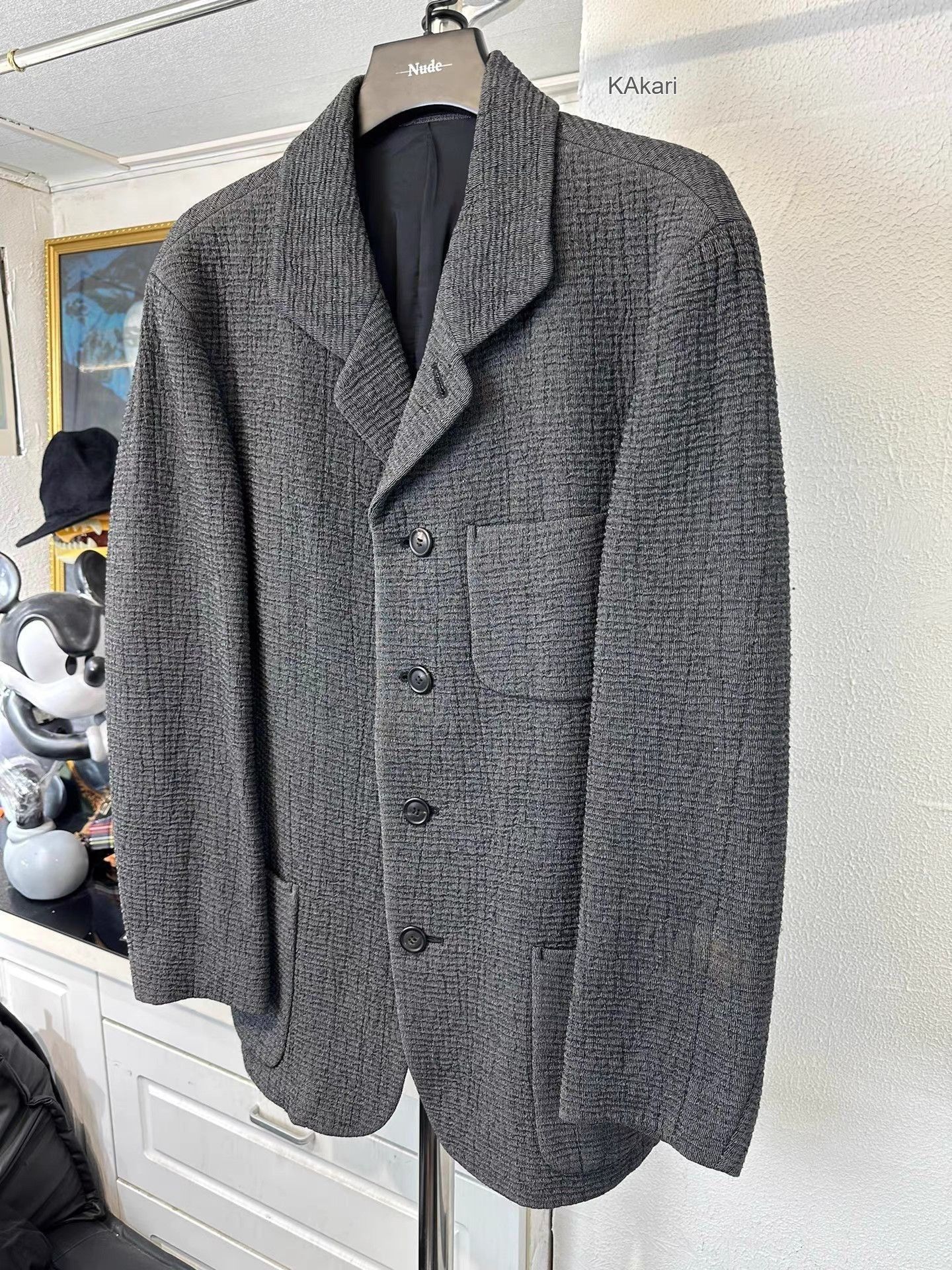 Issey Miyake Gray Textured Button-Front Jacket - Size M Size US M / EU 48-50 / 2 - 3 Thumbnail