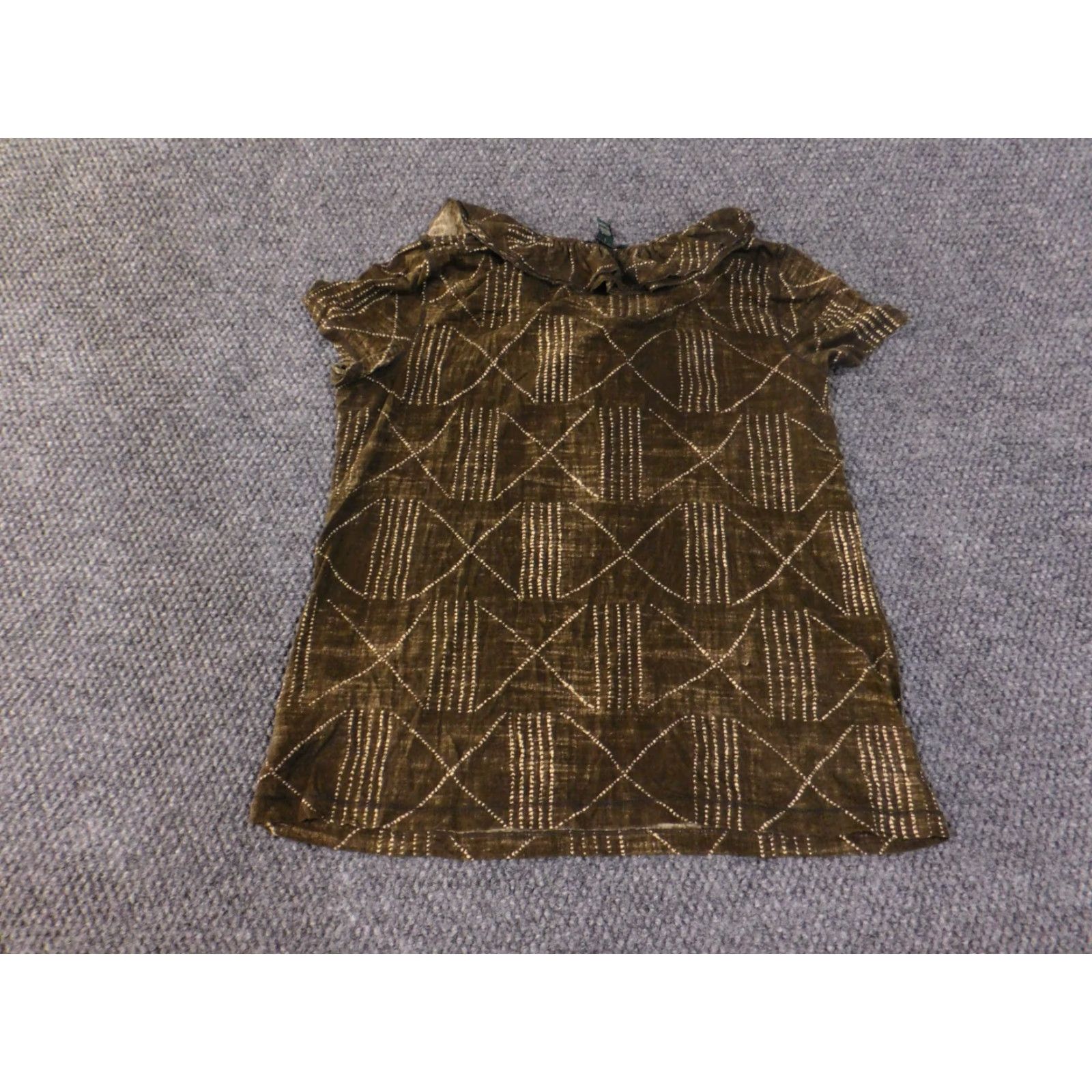 Ralph Lauren Lauren Ralph Lauren Shirt Womens L Green Ruffles Geometric V-Neck Casual Blouse Size L / US 10 / IT 46 - 7 Thumbnail