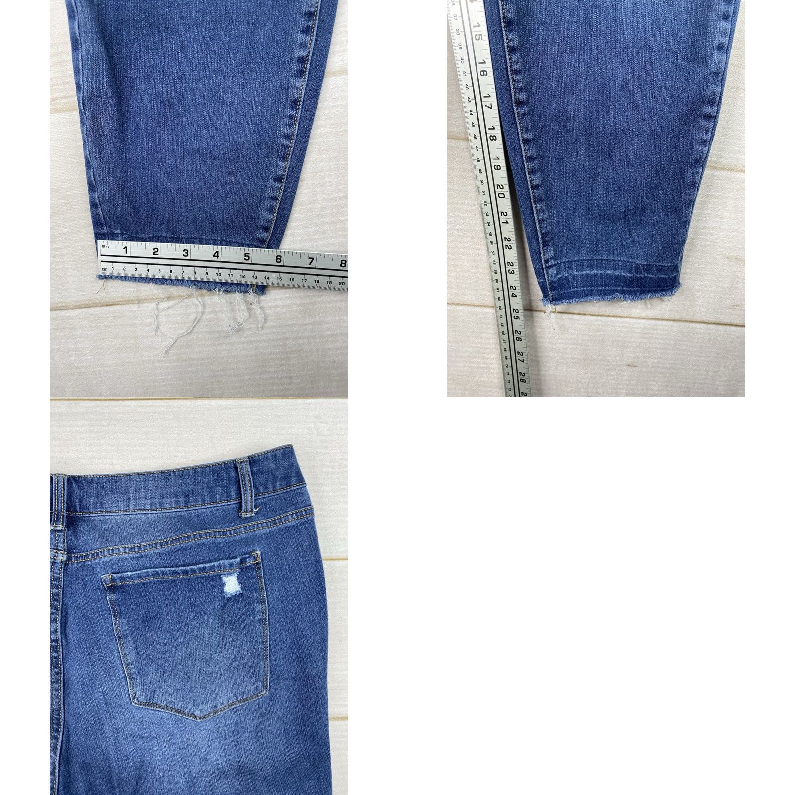 Vintage Time And Tru Jeans Skinny 20 Plus Blue High Rise Button Fly Distressed Denim Jeans Women Size 42" / US 20 - 8 Thumbnail