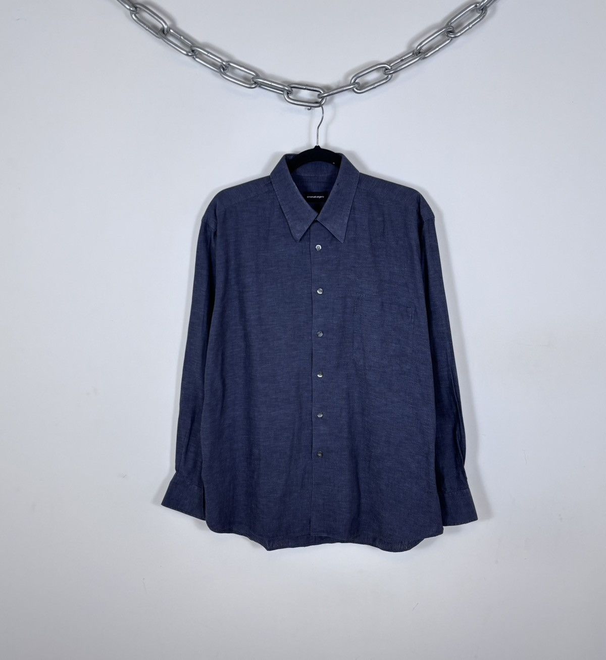 Emanuel Ungaro Emanuel Ungaro Men’s Cotton Linen Pocket Button Up Shirt Size US L / EU 52-54 / 3 - 1 Thumbnail