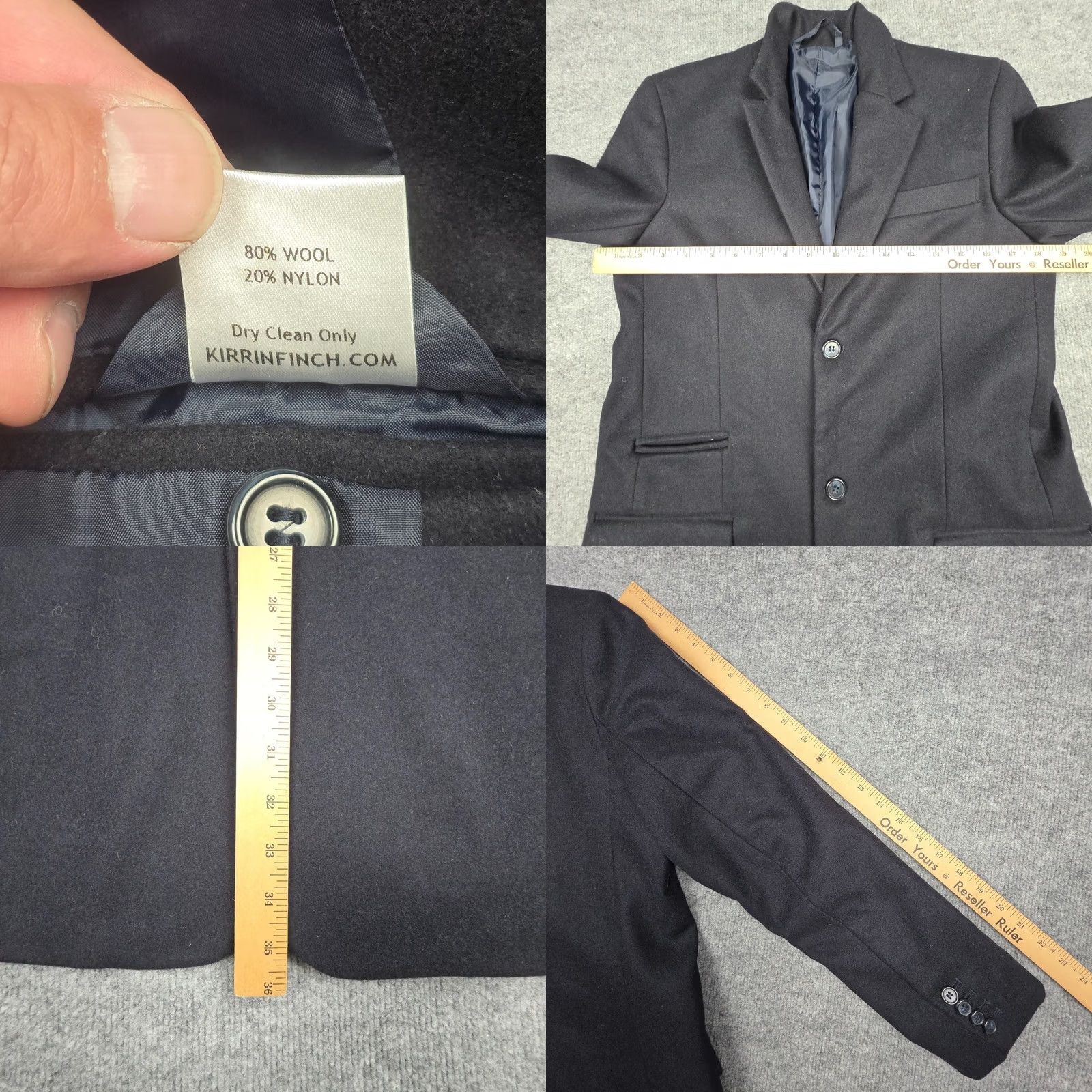 Vintage Kirrin Finch Overcoat Wool Men's Small Dark Navy Blue 3-Button Trench Non Binary Italy Size S / US 4 / IT 40 - 8 Thumbnail