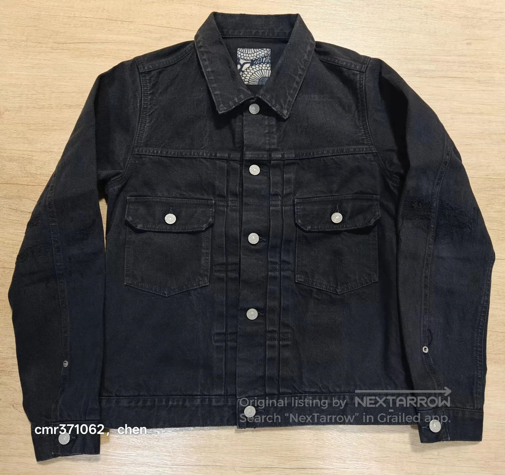 Visvim Black Denim Jacket with Button Front and Pockets. Size US M / EU 48-50 / 2 - 1 Thumbnail