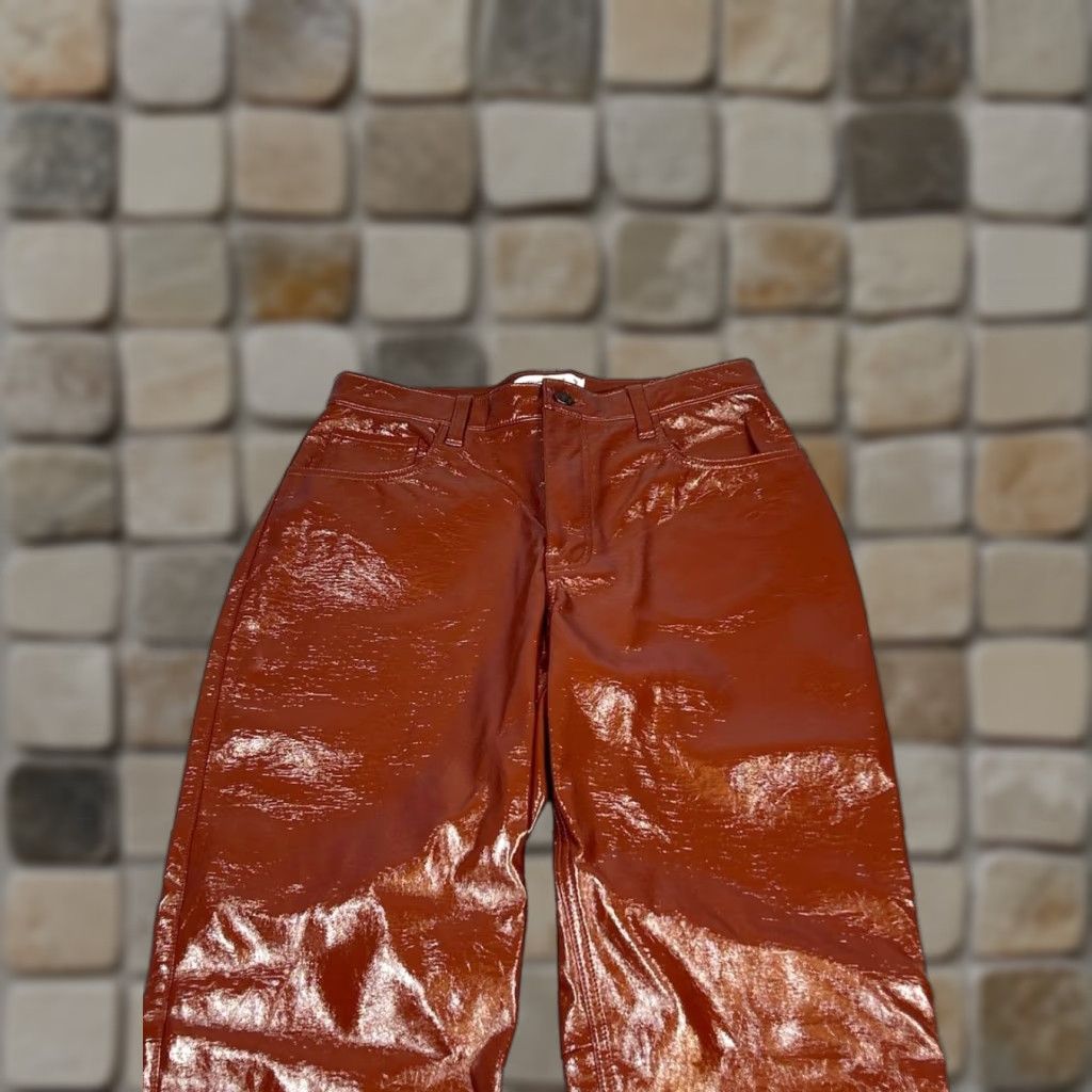 Abercrombie & Fitch Abercrombie & Fitch Pants Womens 29 90s Straight High Rise Brown Faux Leather Size 29" - 1 Thumbnail
